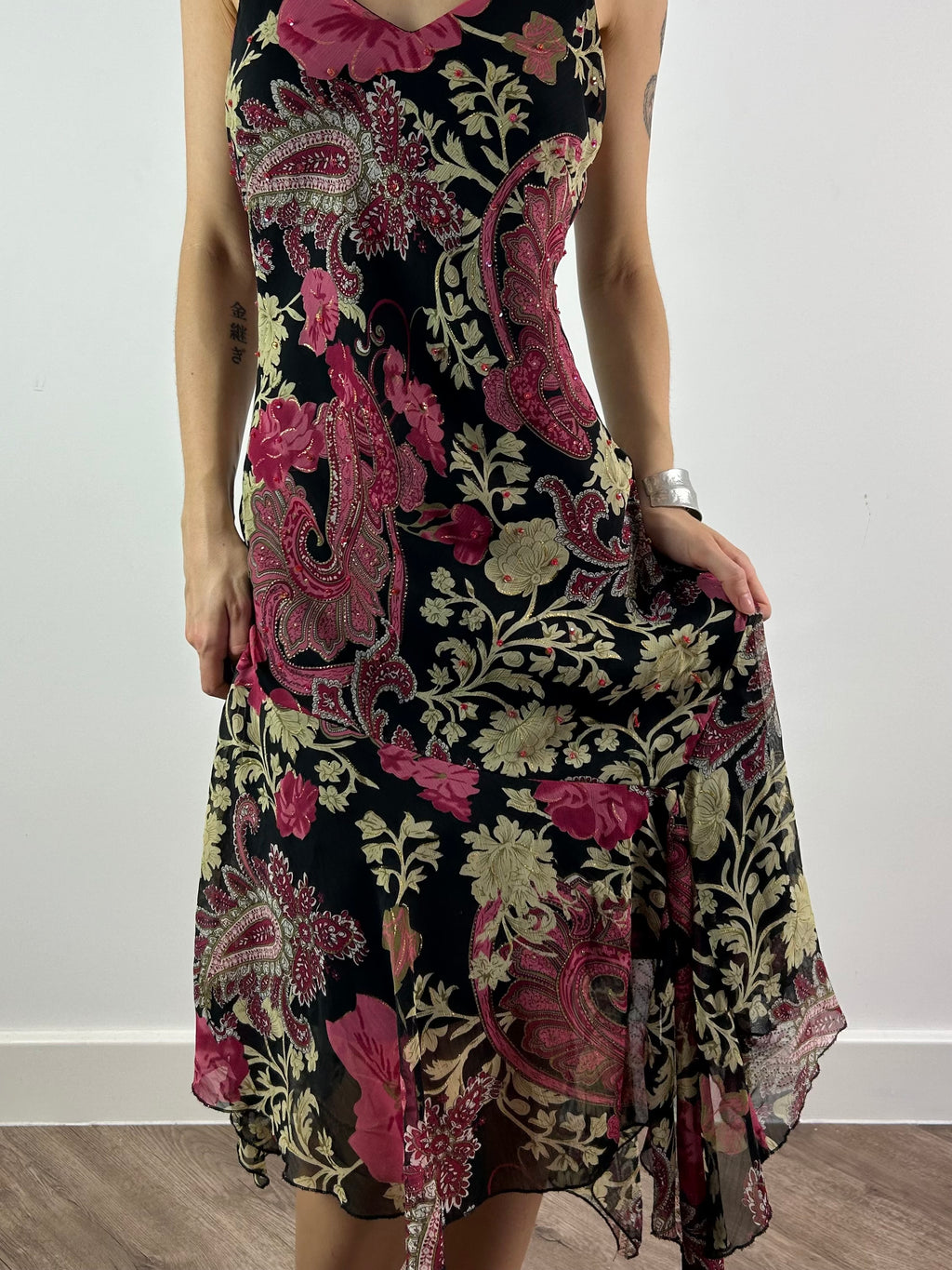 Sparkly Asymmetrical Silk Midi Dress