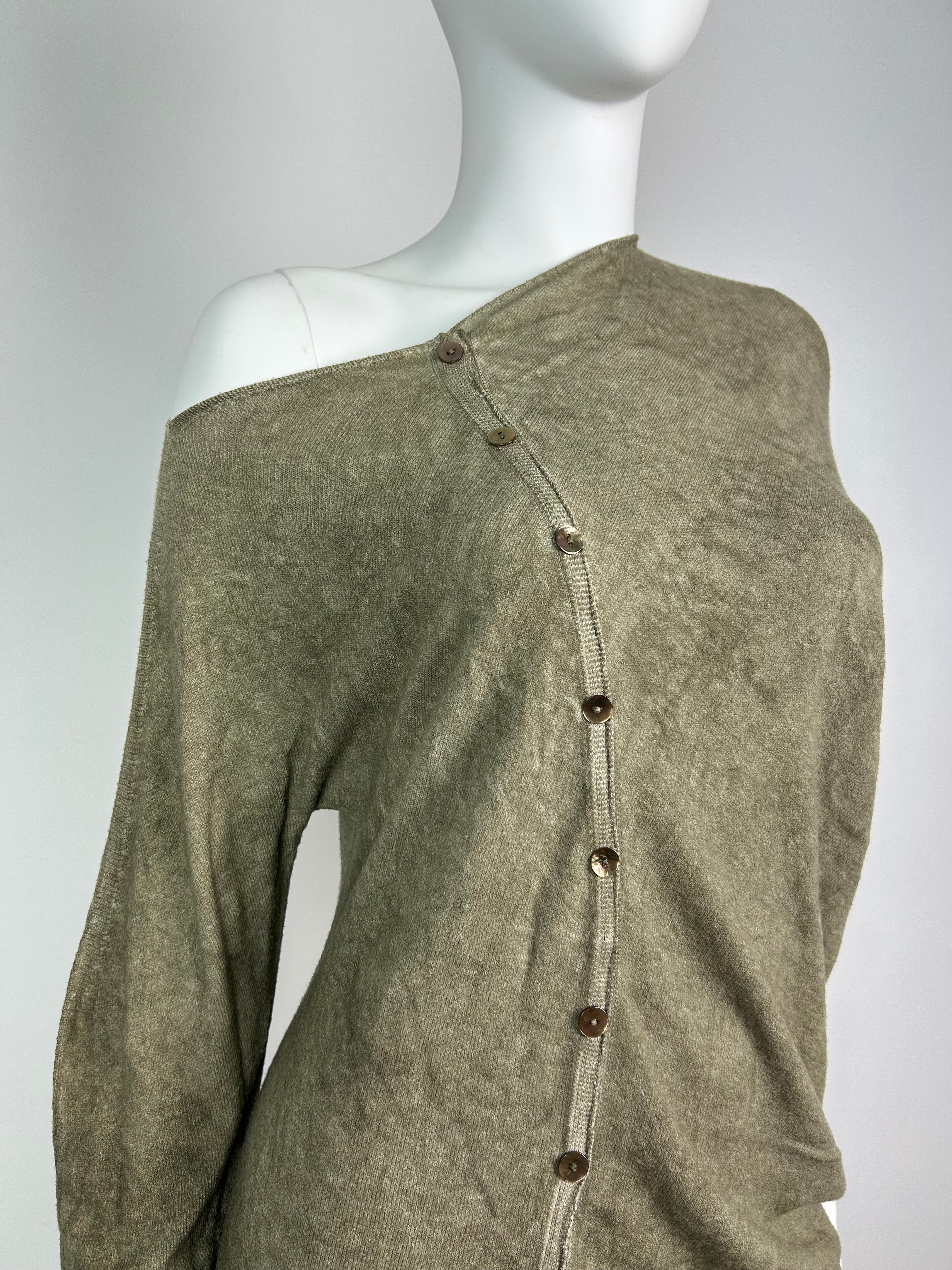 Asymmetric Knitted Top with Button Details