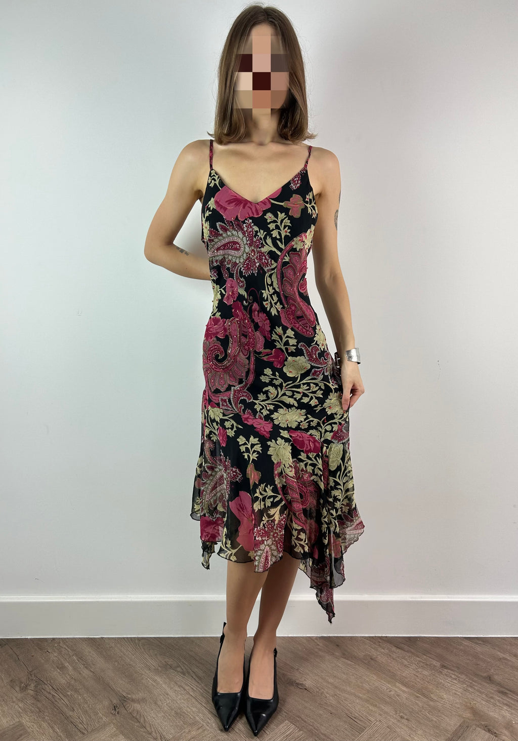 Sparkly Asymmetrical Silk Midi Dress