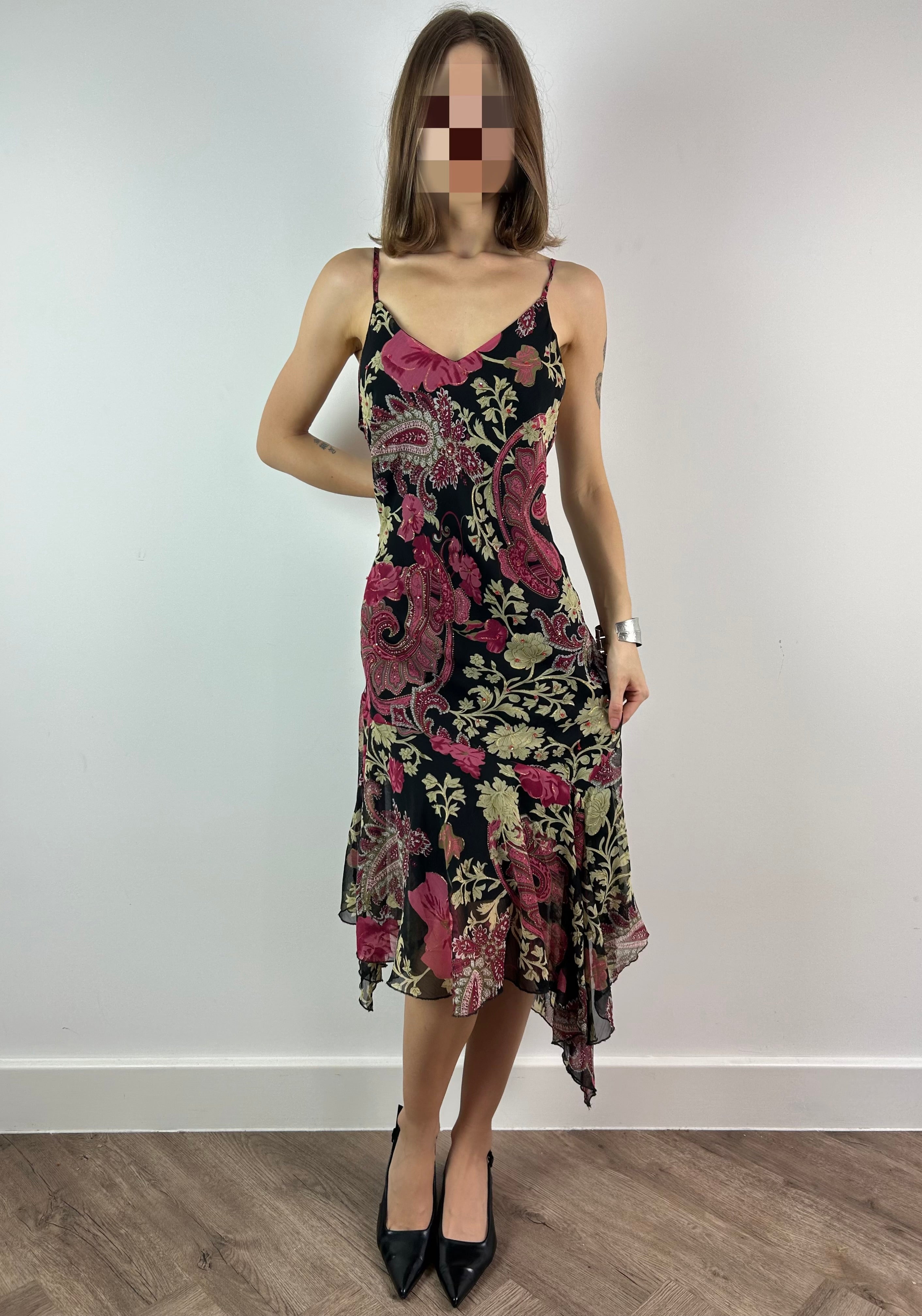Sparkly Asymmetrical Silk Midi Dress
