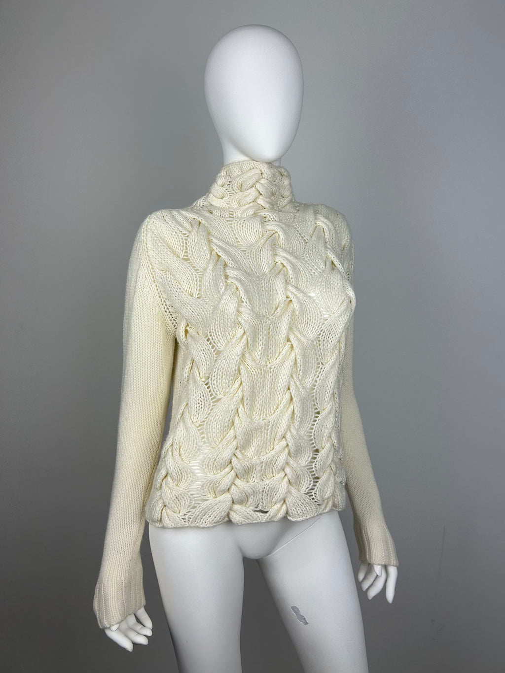 Structured Cable Knit Turtleneck Sweater