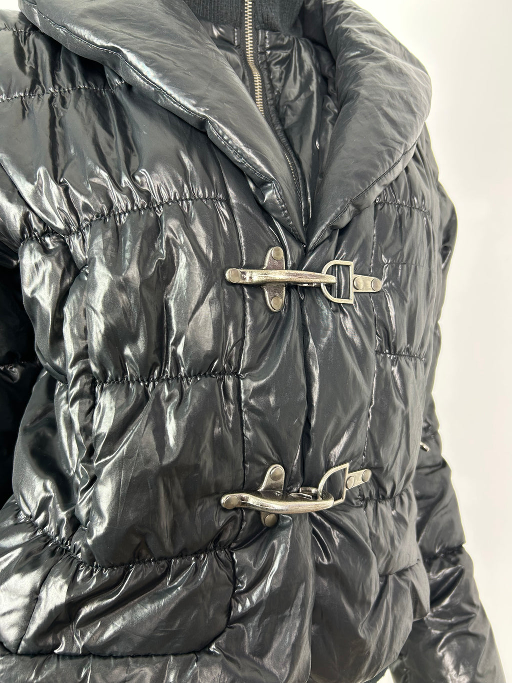 Puffer Jacket with Turtleneck Collar and Fireman Clasps