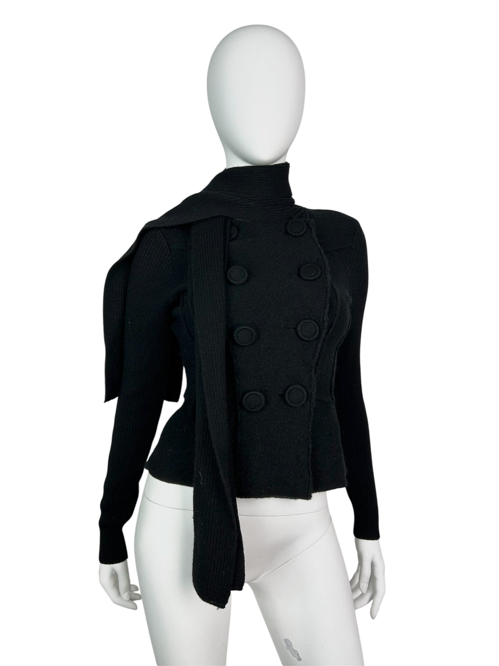 100% Wool Peacoat Military Sweater with Scarf