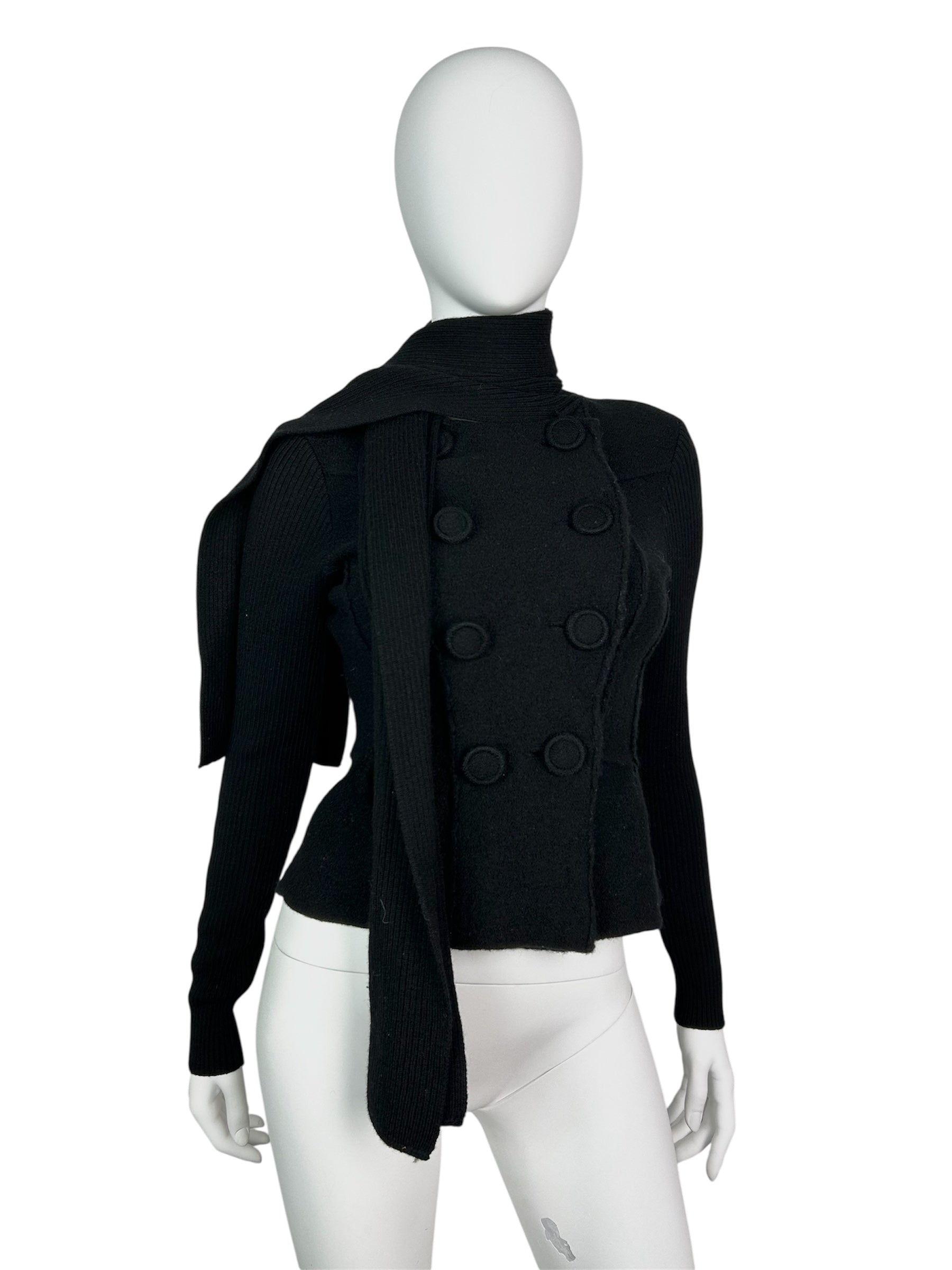 100% Wool Peacoat Military Sweater with Scarf