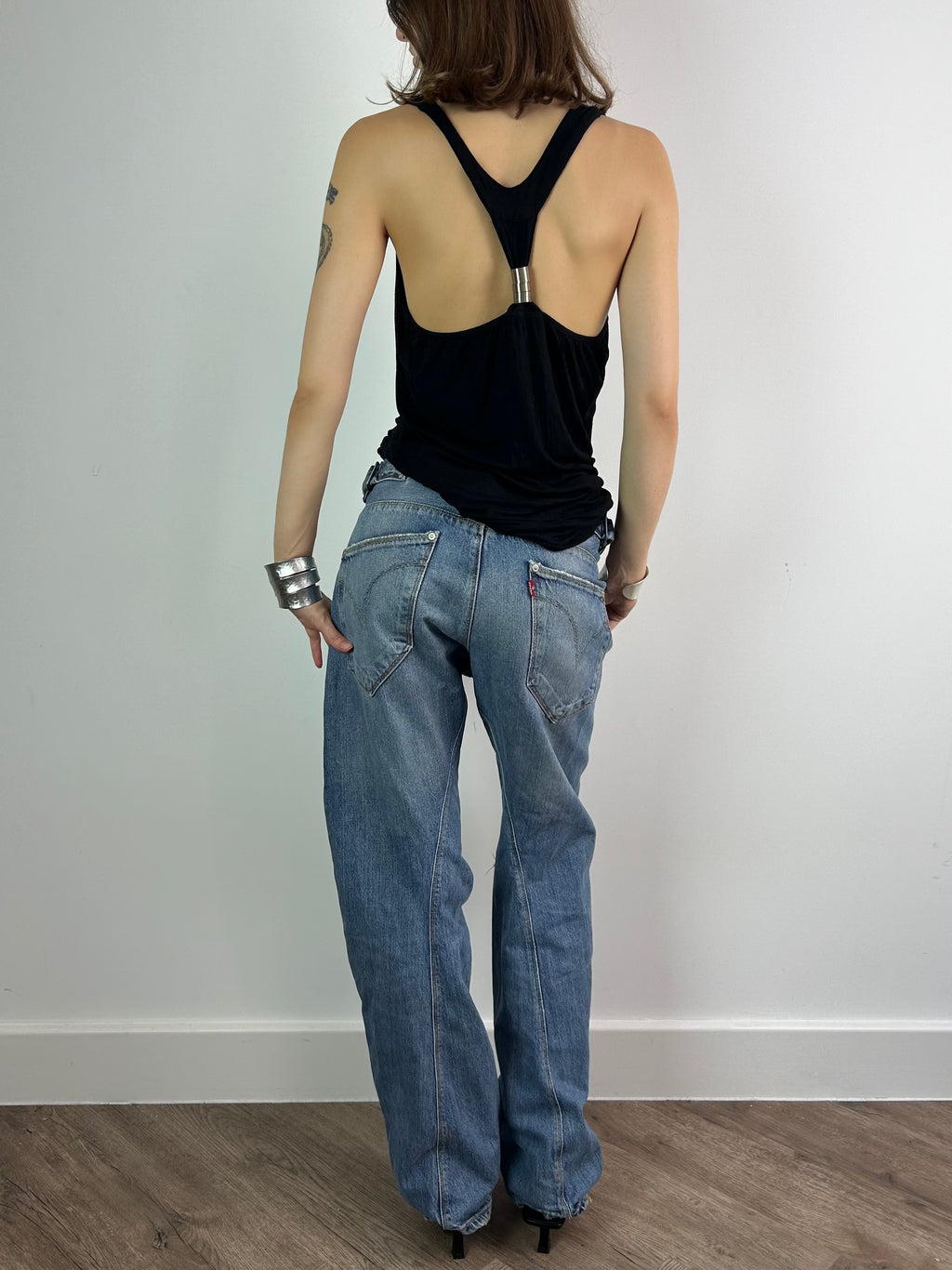 Black Racer Back Top with Metal Details