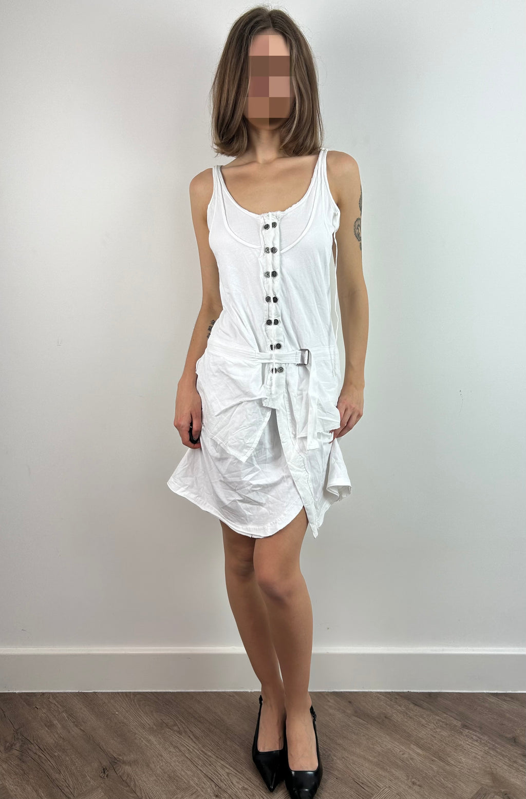 White Asymmetric Deconstructed Dress