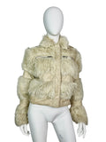 Cream Faux Fur Bomber Jacket
