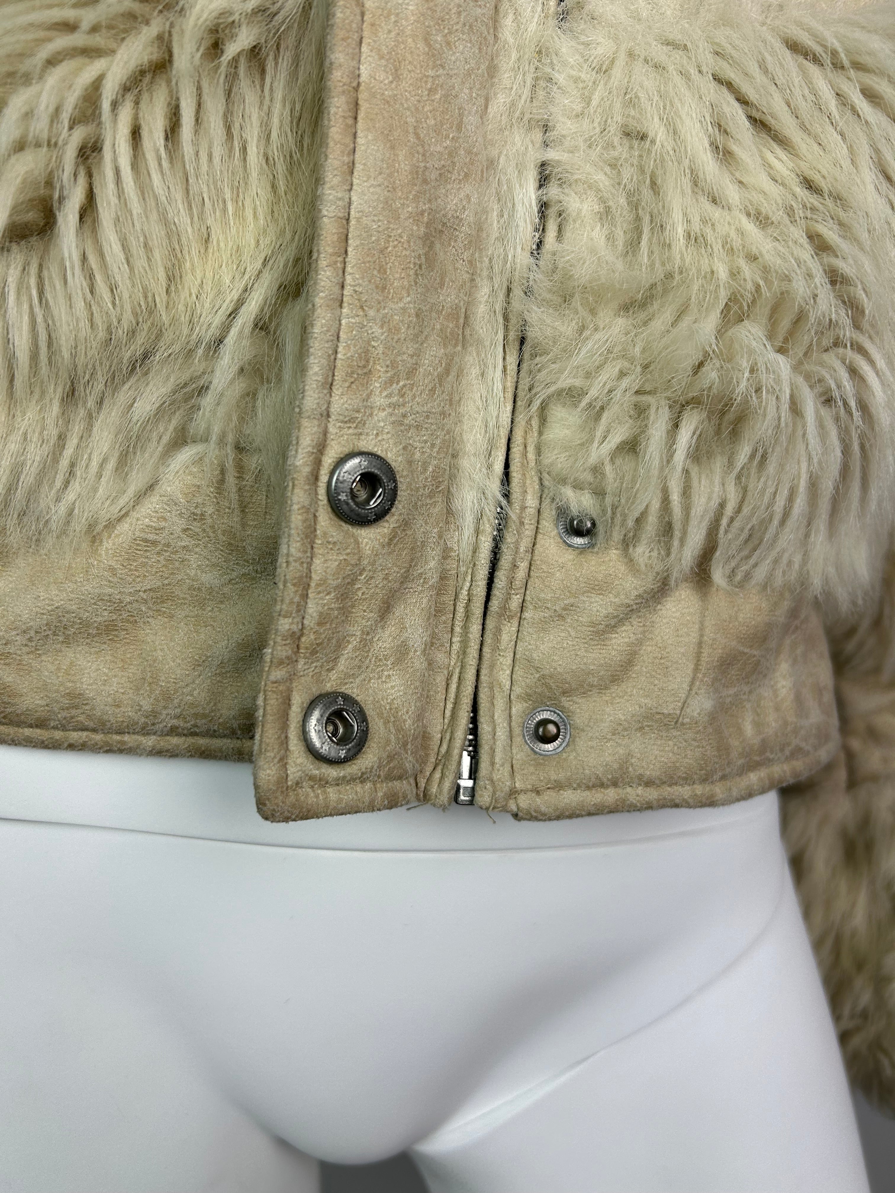 Cream Faux Fur Bomber Jacket