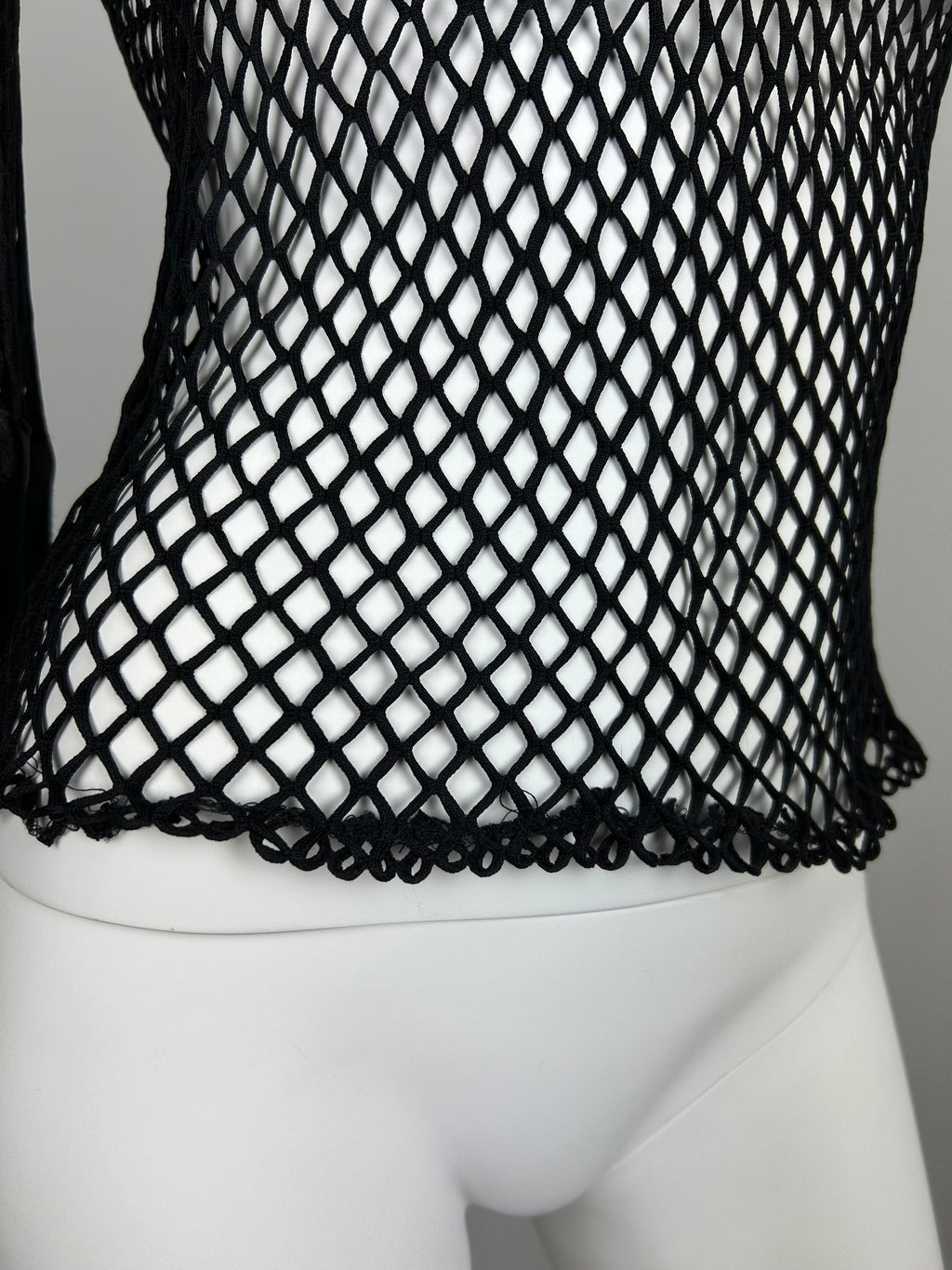 Long Sleeve Fishnet Top with Number Embellishment