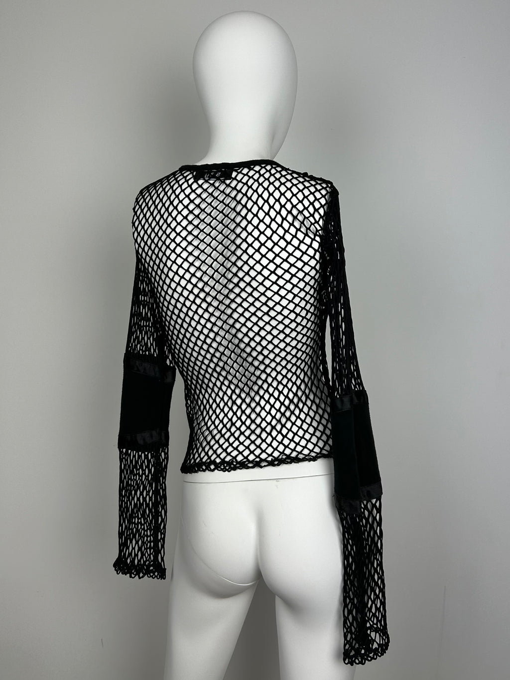 Long Sleeve Fishnet Top with Number Embellishment
