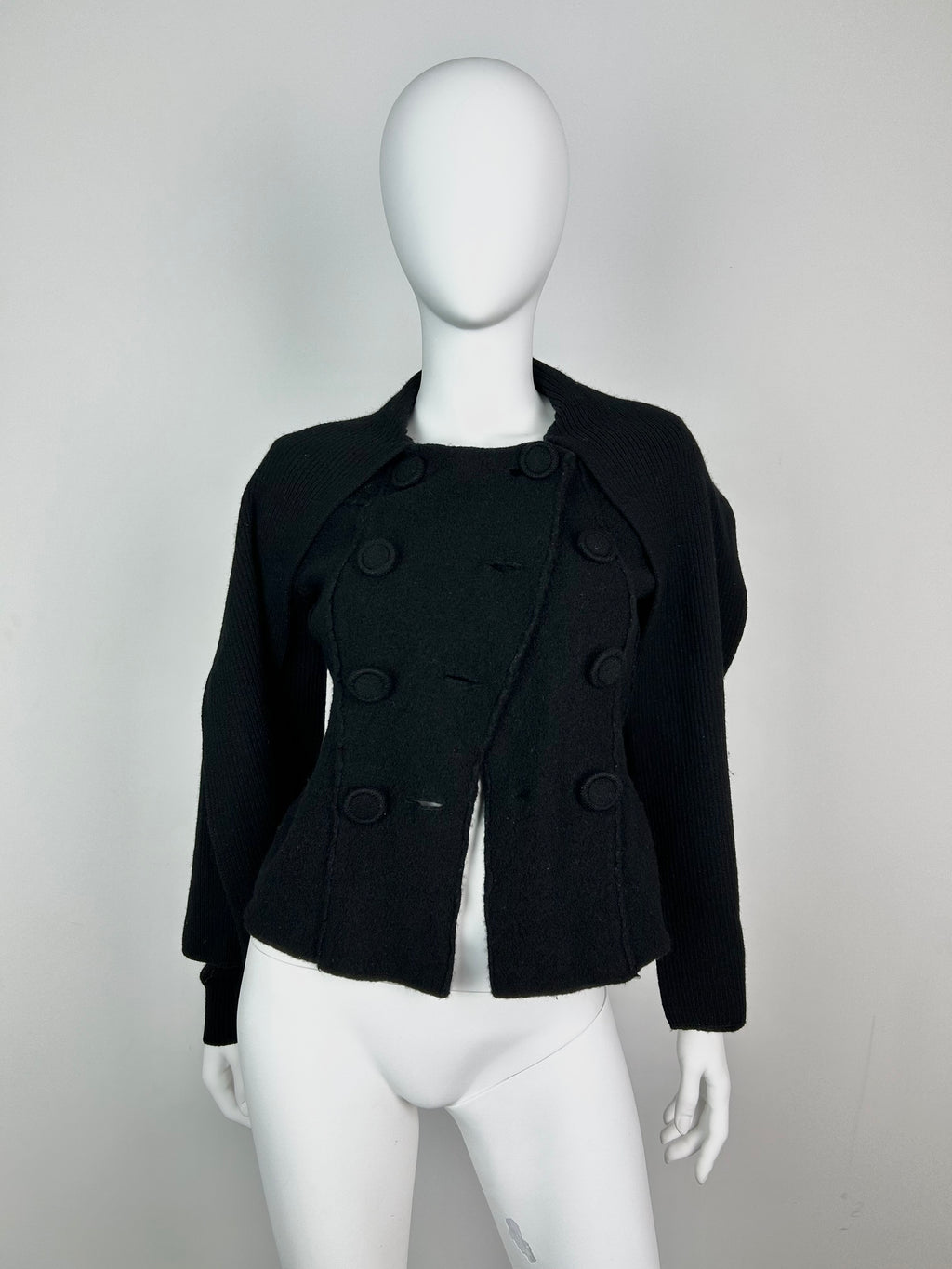 100% Wool Peacoat Military Sweater with Scarf