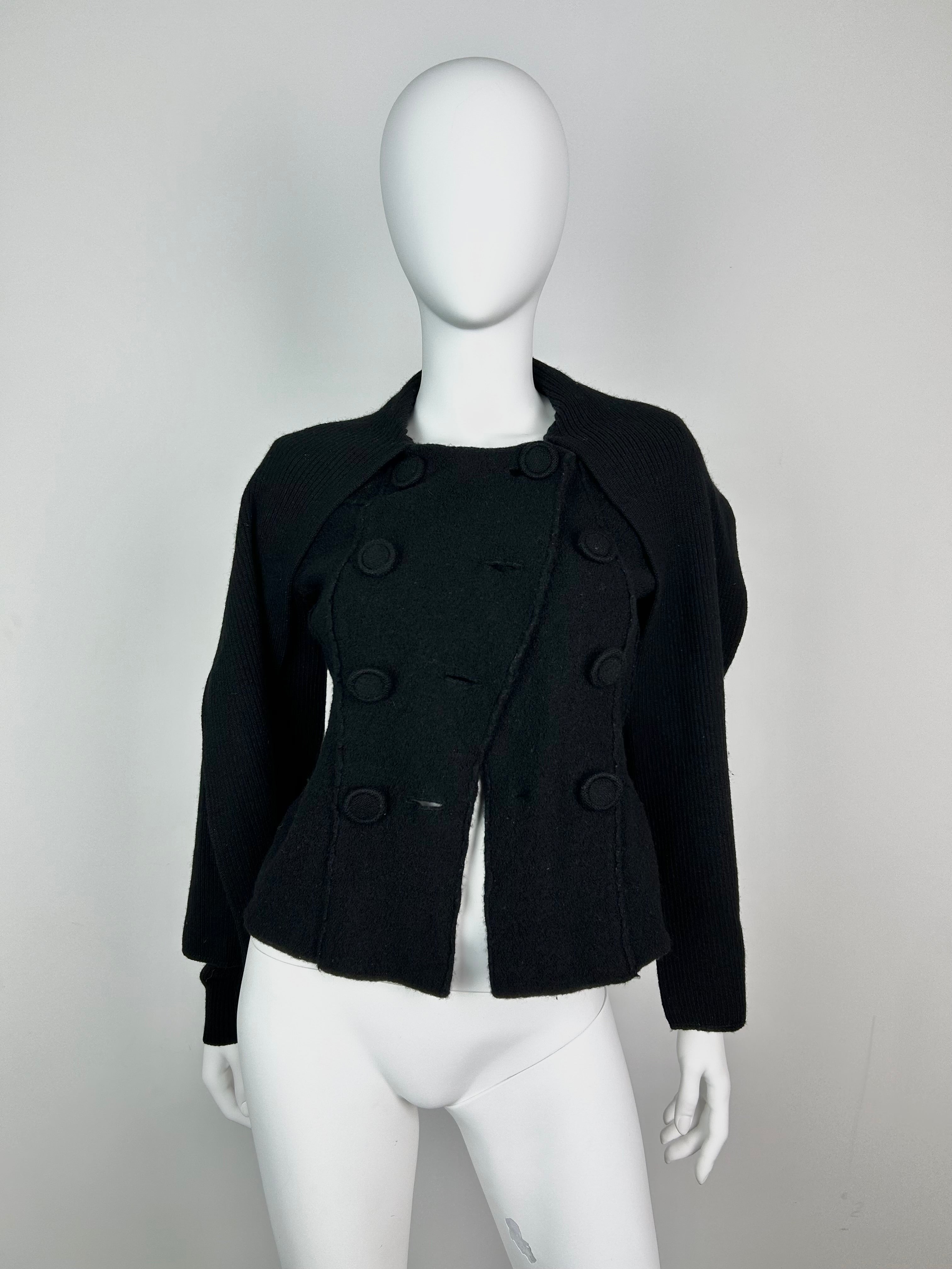 100% Wool Peacoat Military Sweater with Scarf