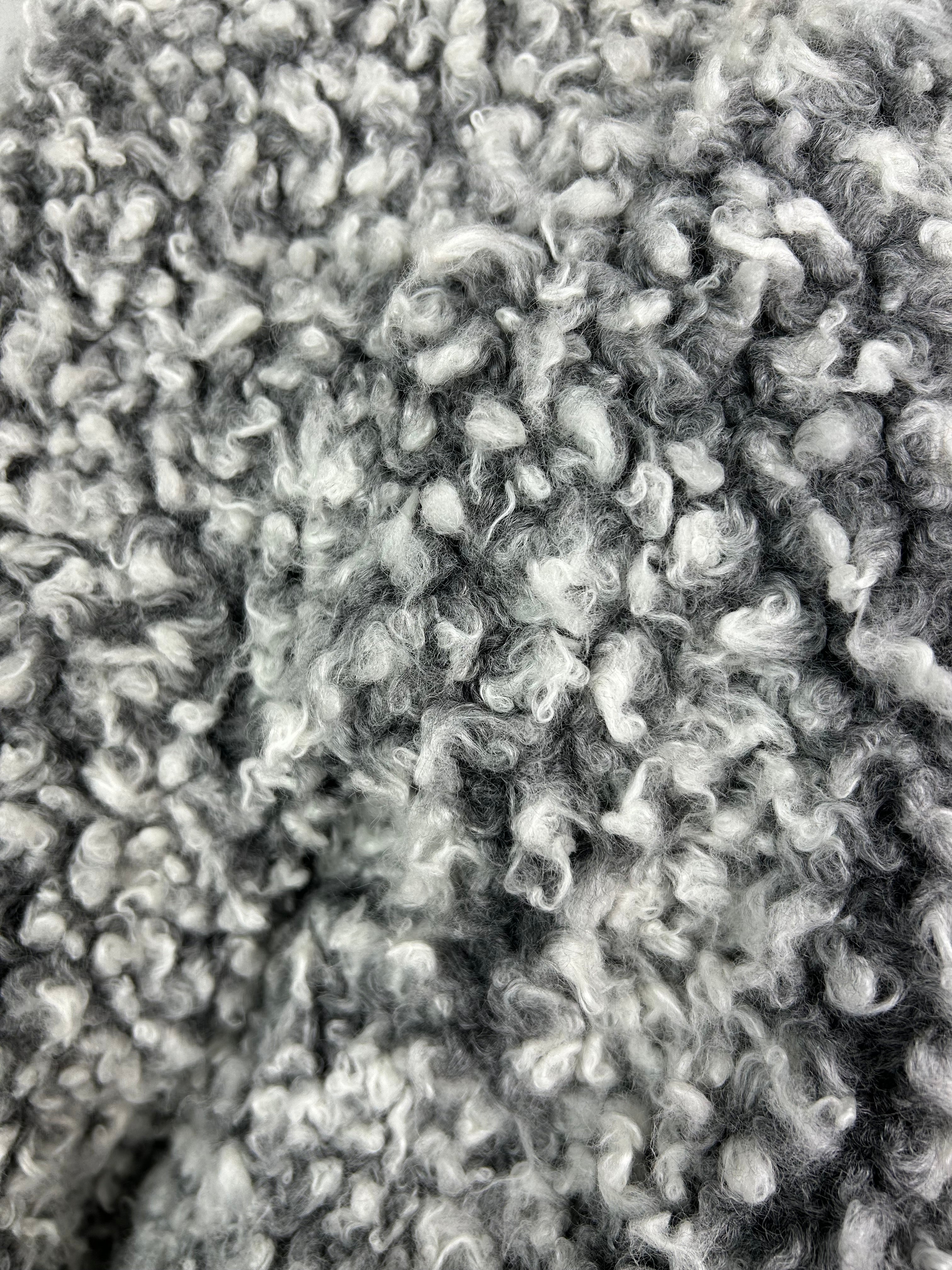 Faux Sheepskin Curled Fur Oversized Jacket with Big Metal Buttons