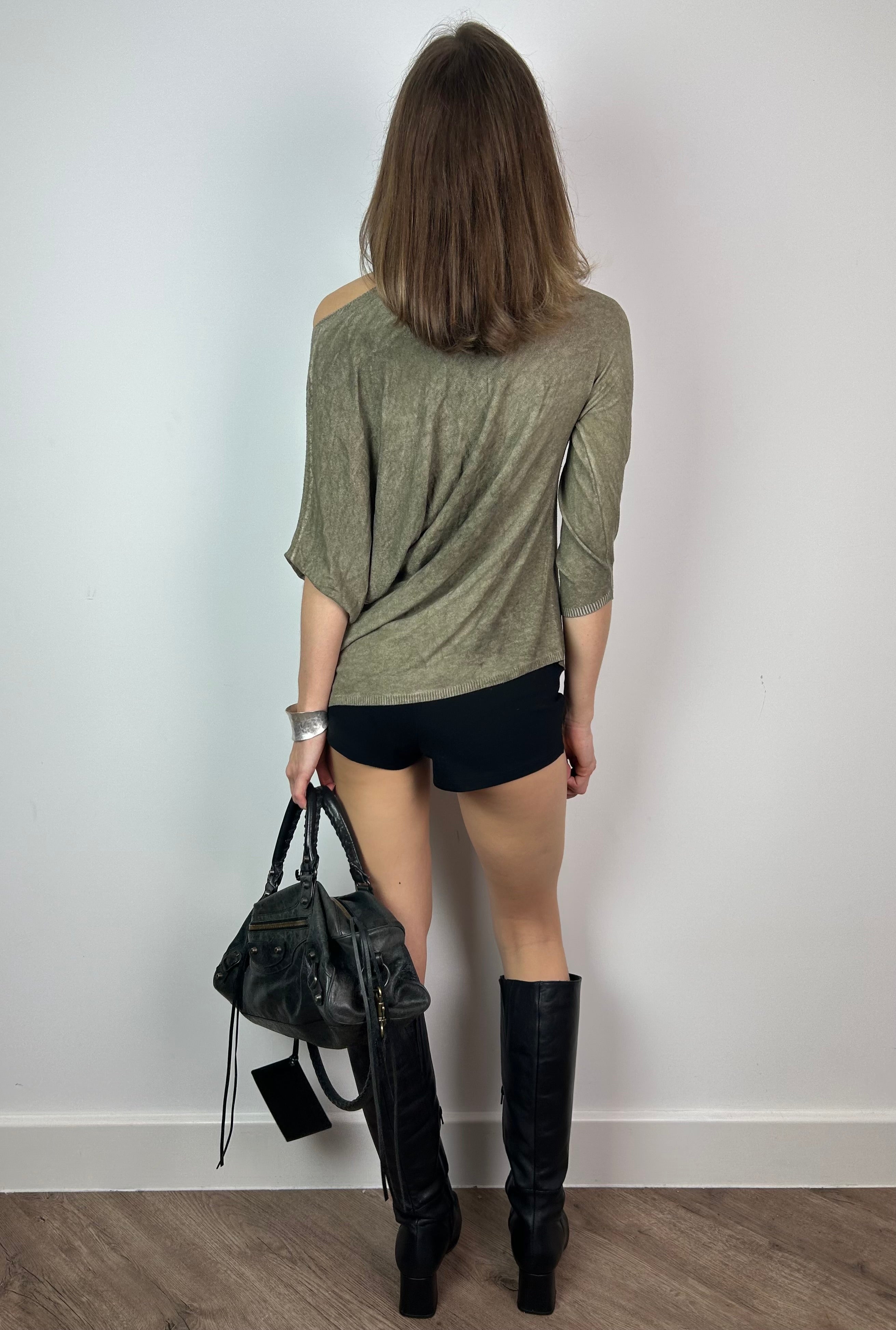 Khaki Asymmetrical Knitted Top