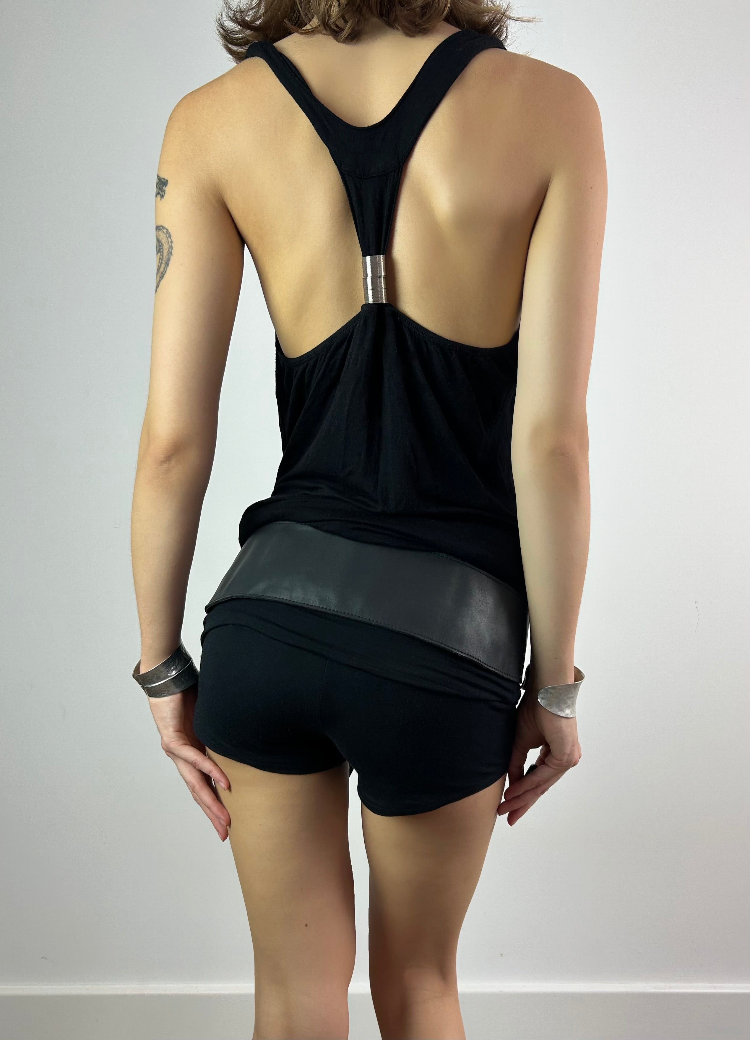 Black Racer Back Top with Metal Details