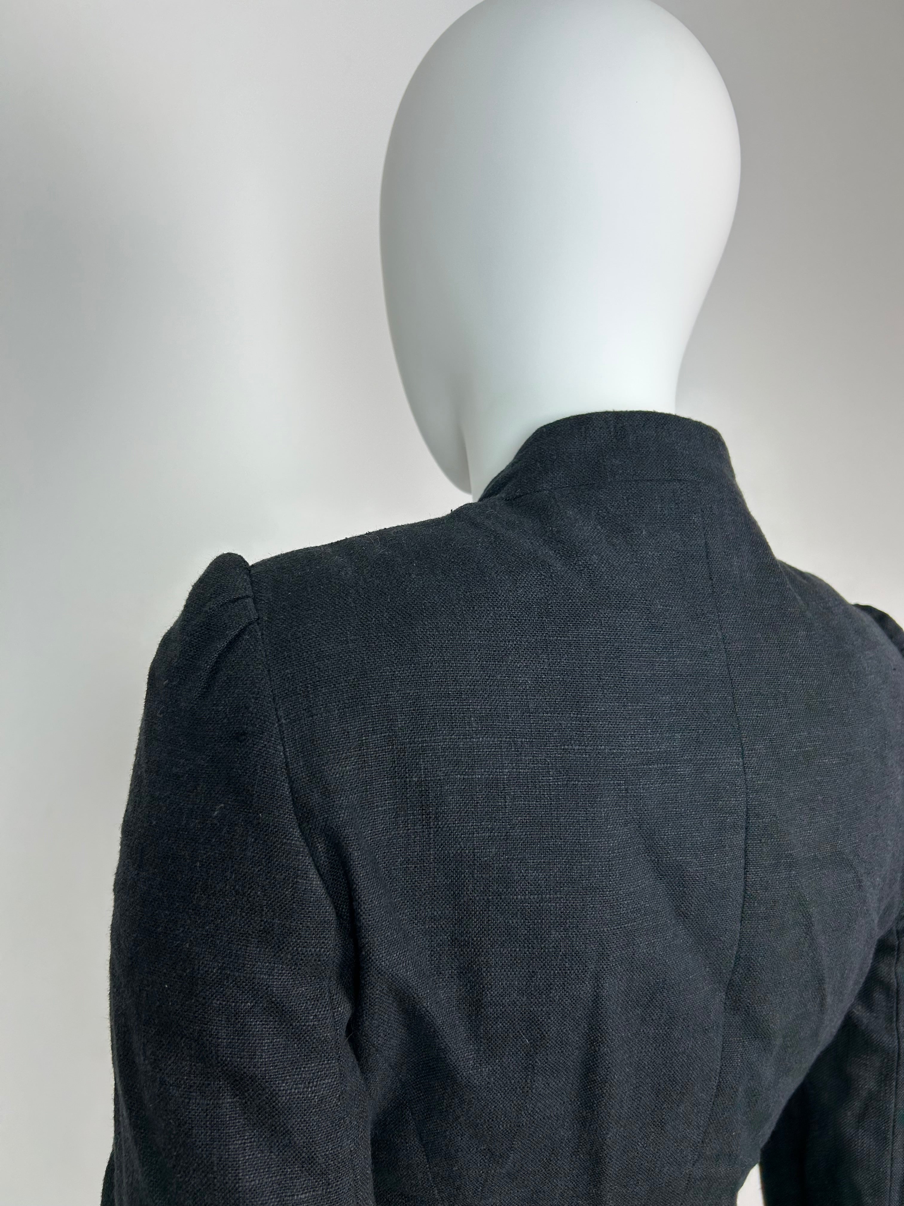 Linen Blend Napoleon Style Military Cropped Blazer