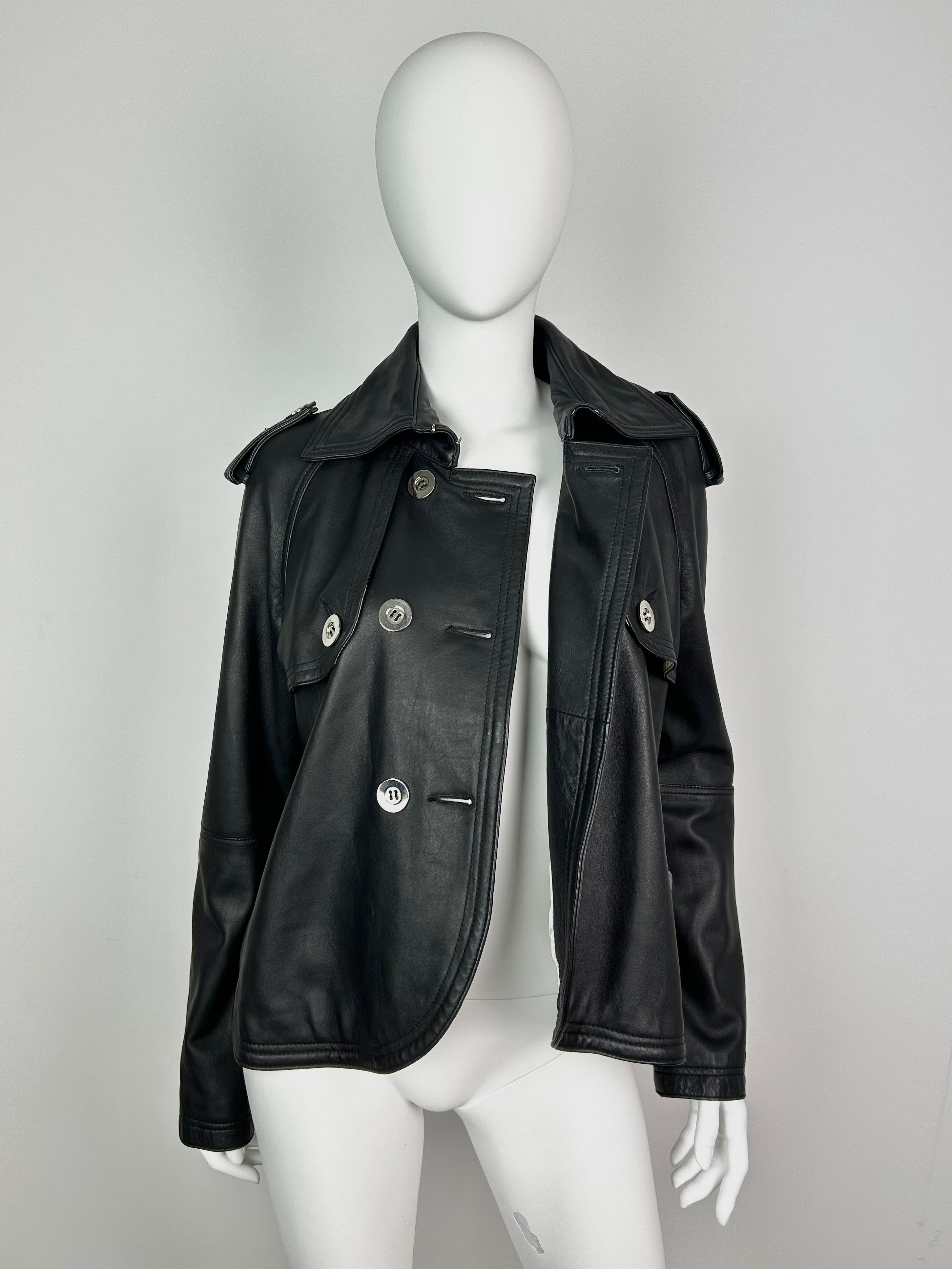 Real Leather Cropped Trench Coat