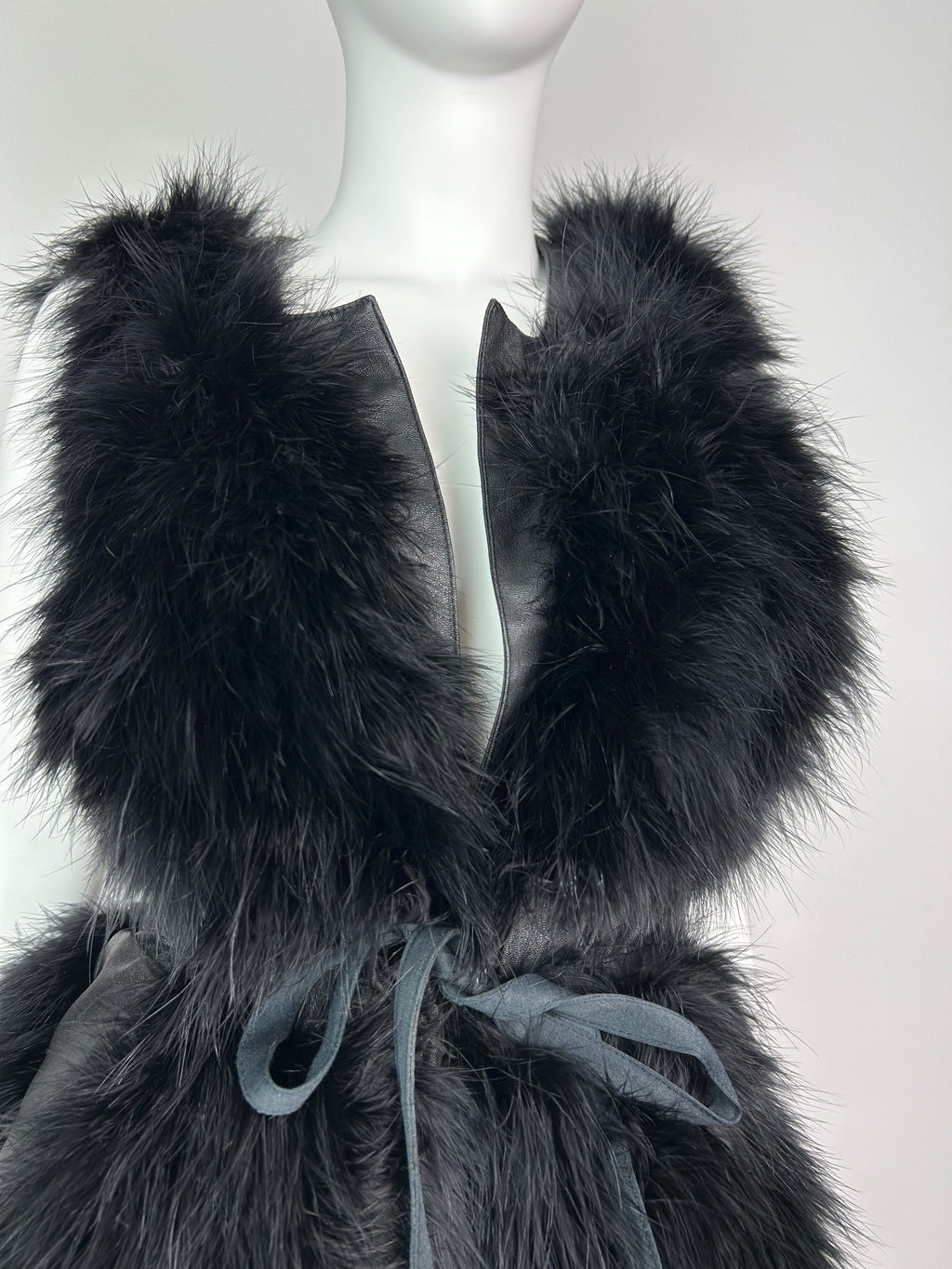 Faux Fur Vest Top with Leather Details