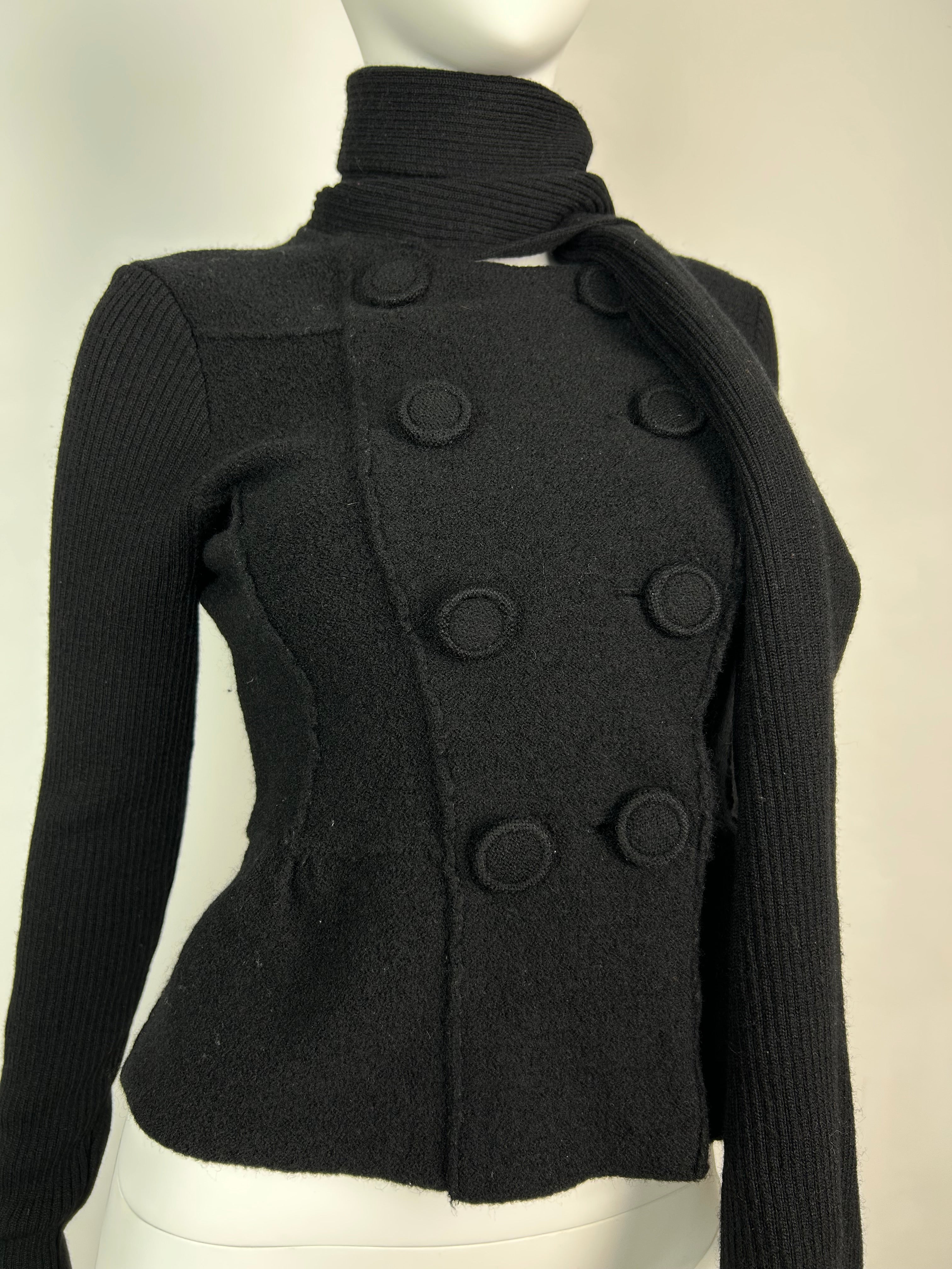 100% Wool Peacoat Military Sweater with Scarf