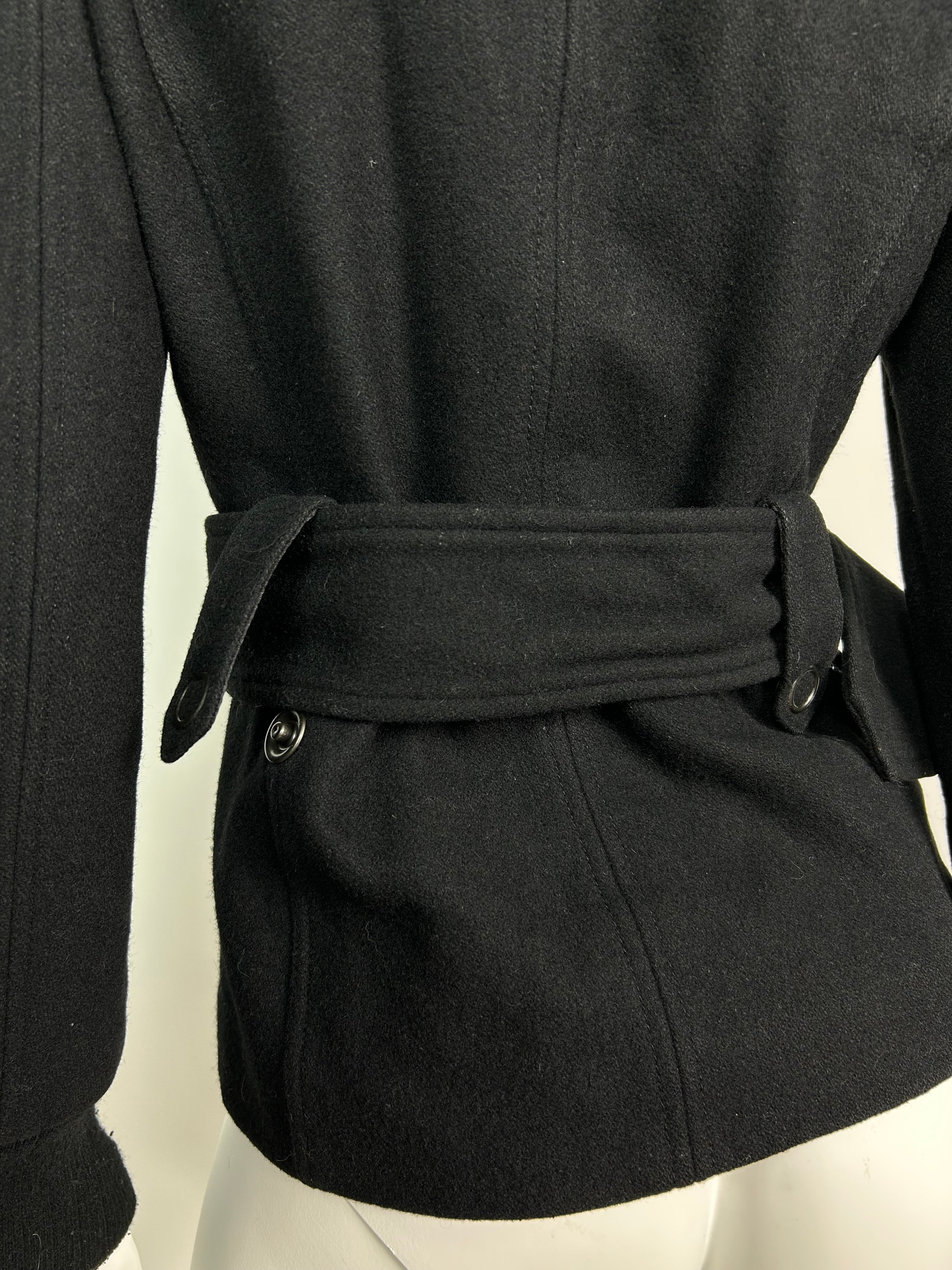 Wool Blend Thick Zip Up Cropped Trench Coat