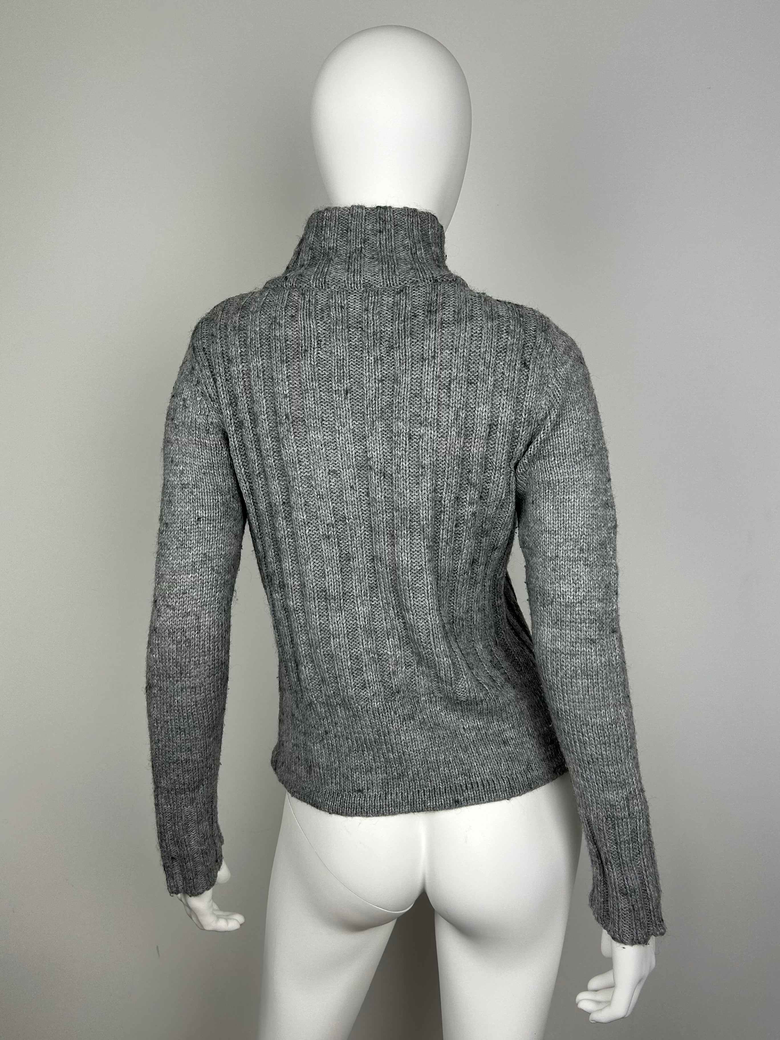 Military Napoleon Zip Up Turtleneck Sweater