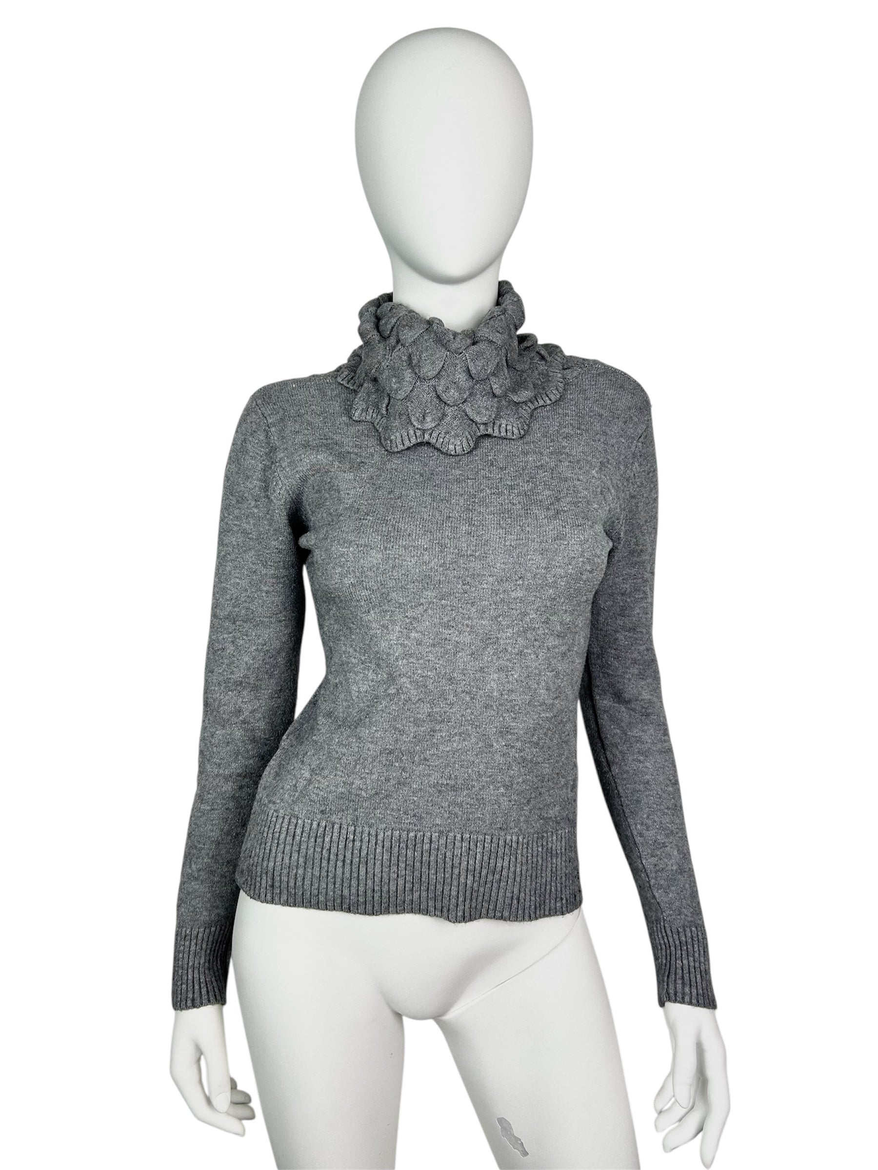 Wool Blend Structurer Turtleneck Sweater