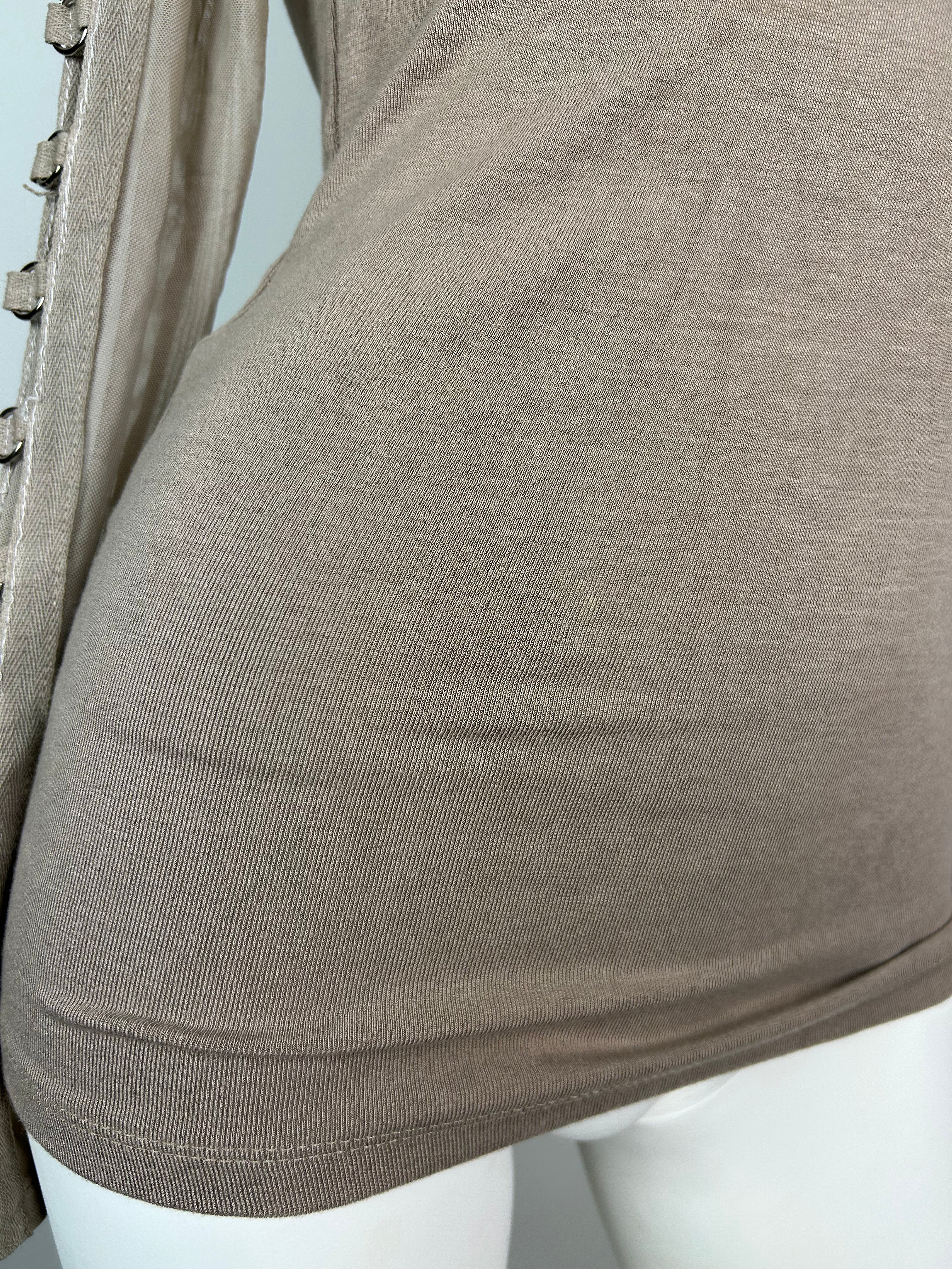 Turtleneck Top with Netting and Metal Details