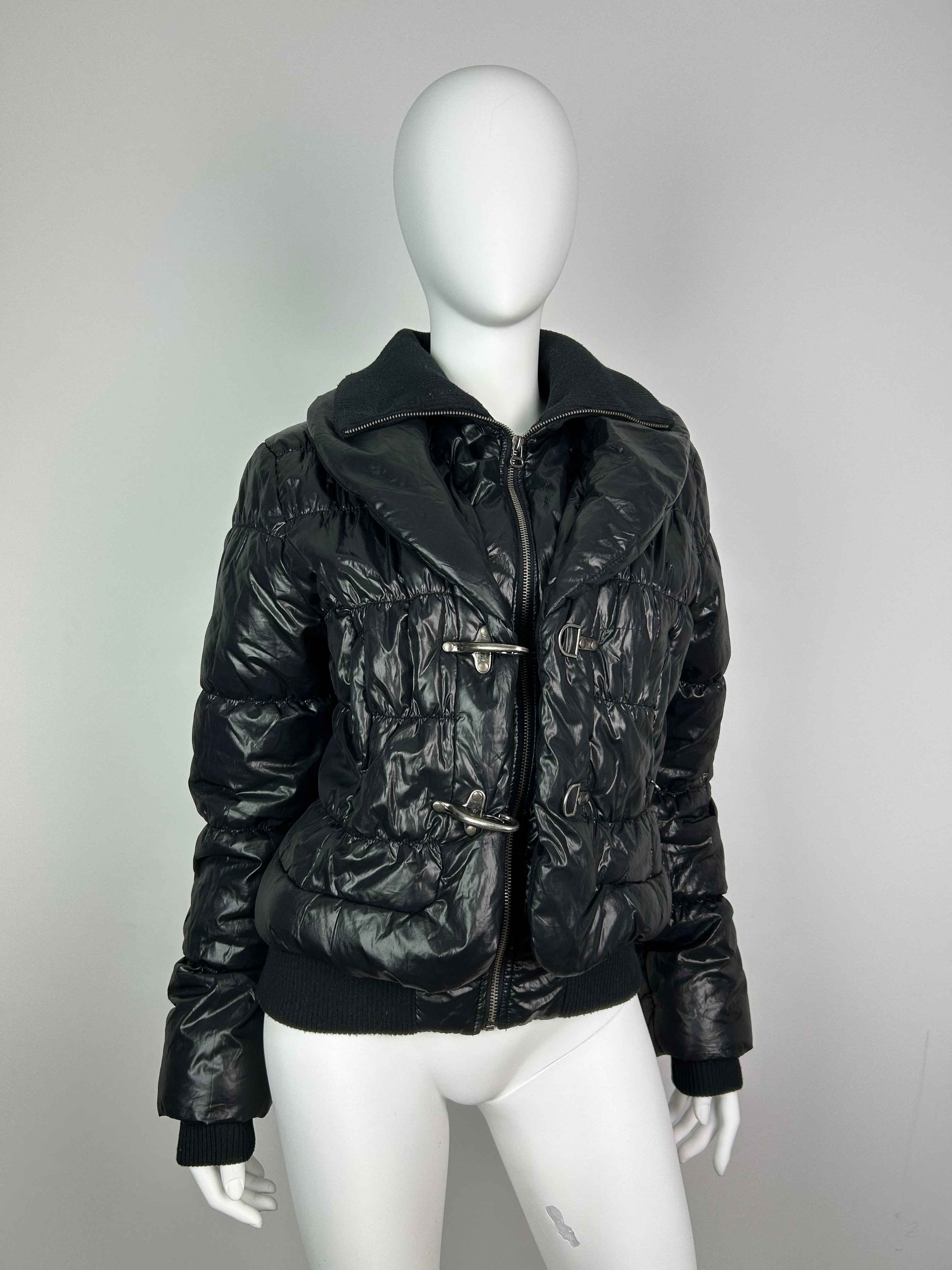 Puffer Jacket with Turtleneck Collar and Fireman Clasps