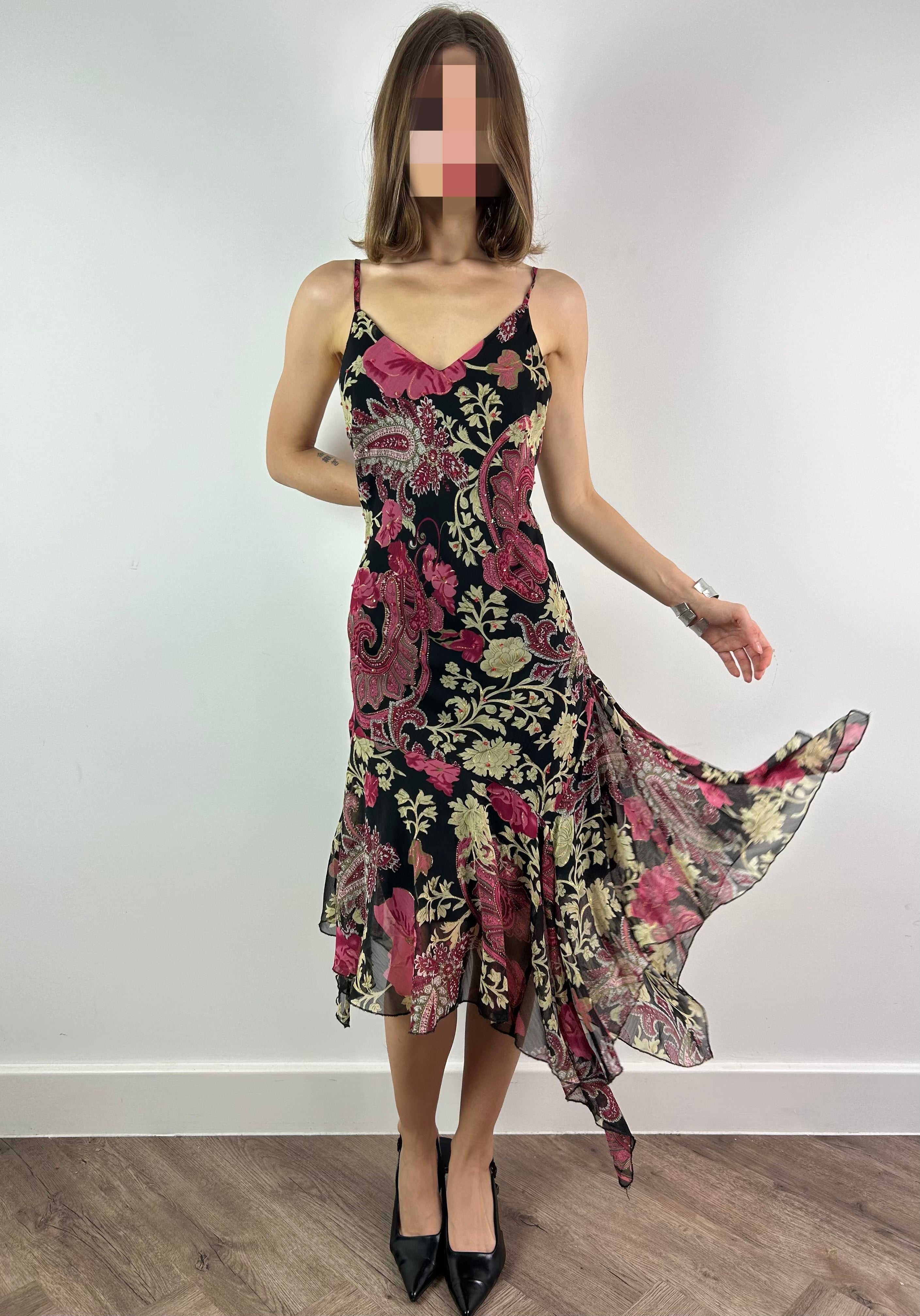 Sparkly Asymmetrical Silk Midi Dress