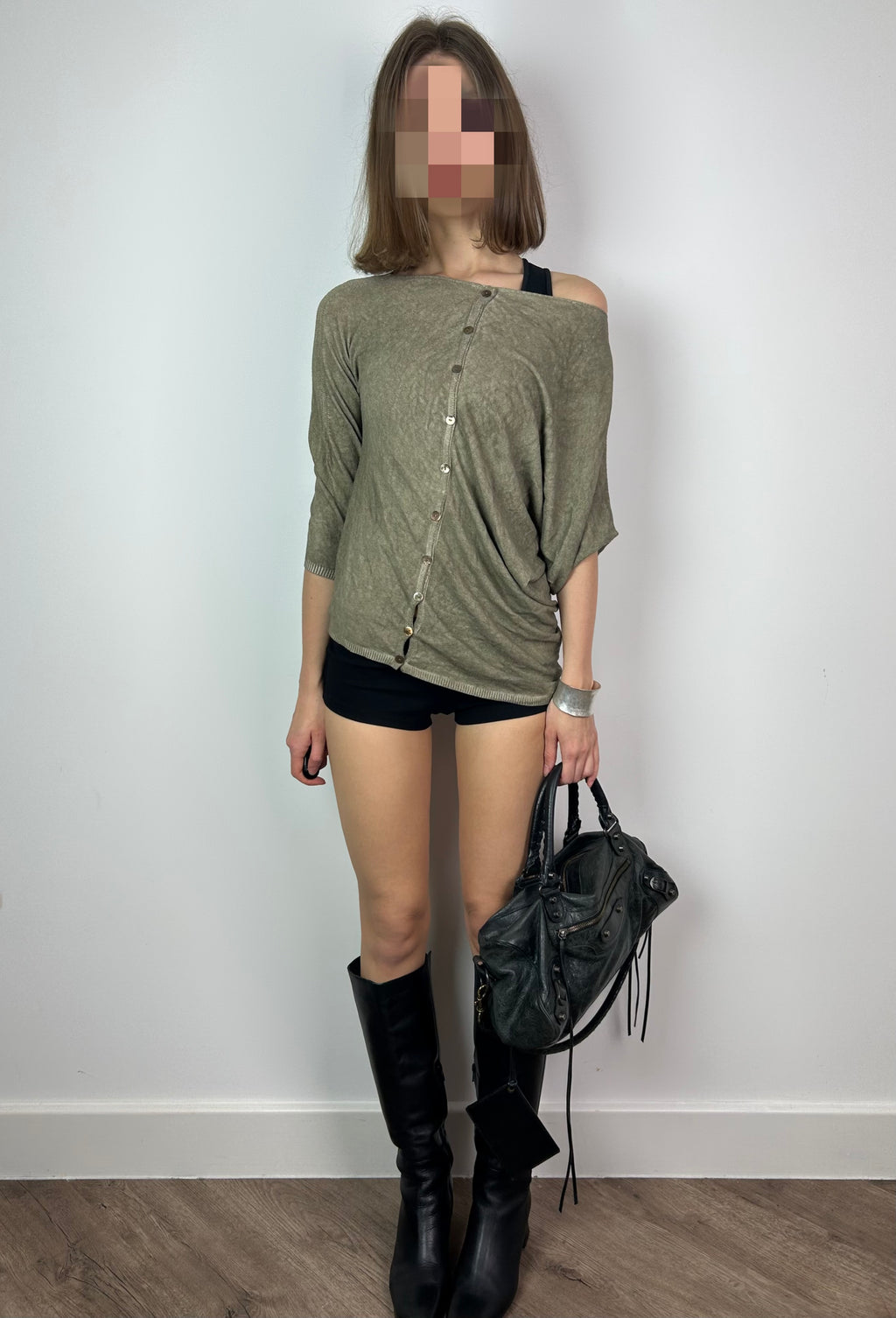 Khaki Asymmetrical Knitted Top