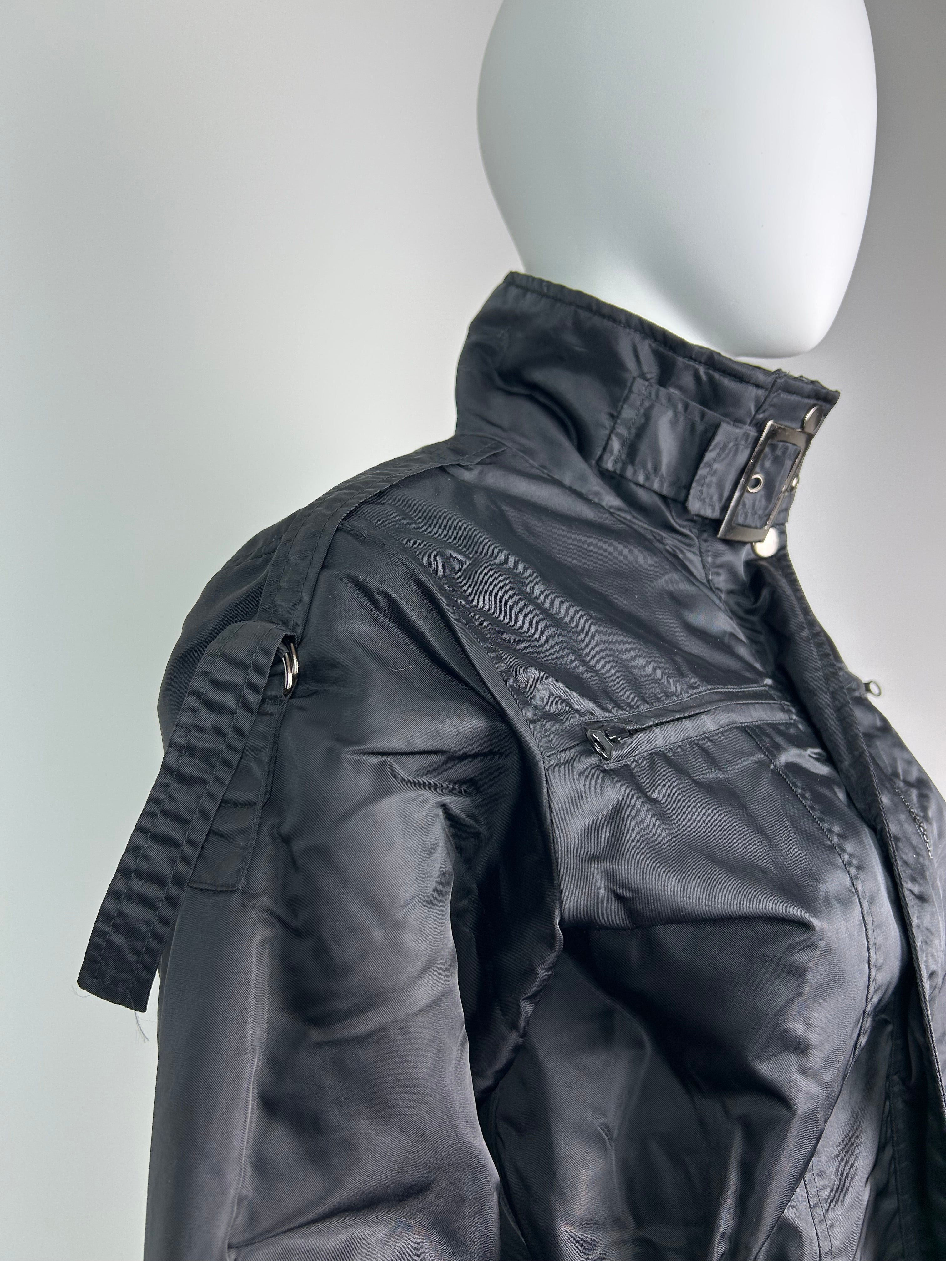 Cropped Bomber Jacket with Metal Details and Turtleneck Collar