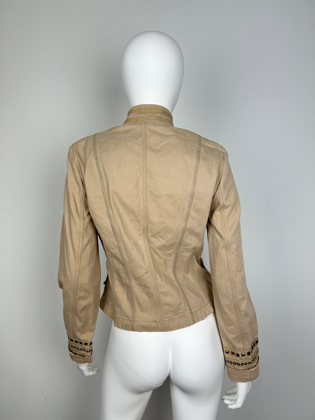 Military Napoleon Fitted Jacket with Huge Buttons and Studded Details