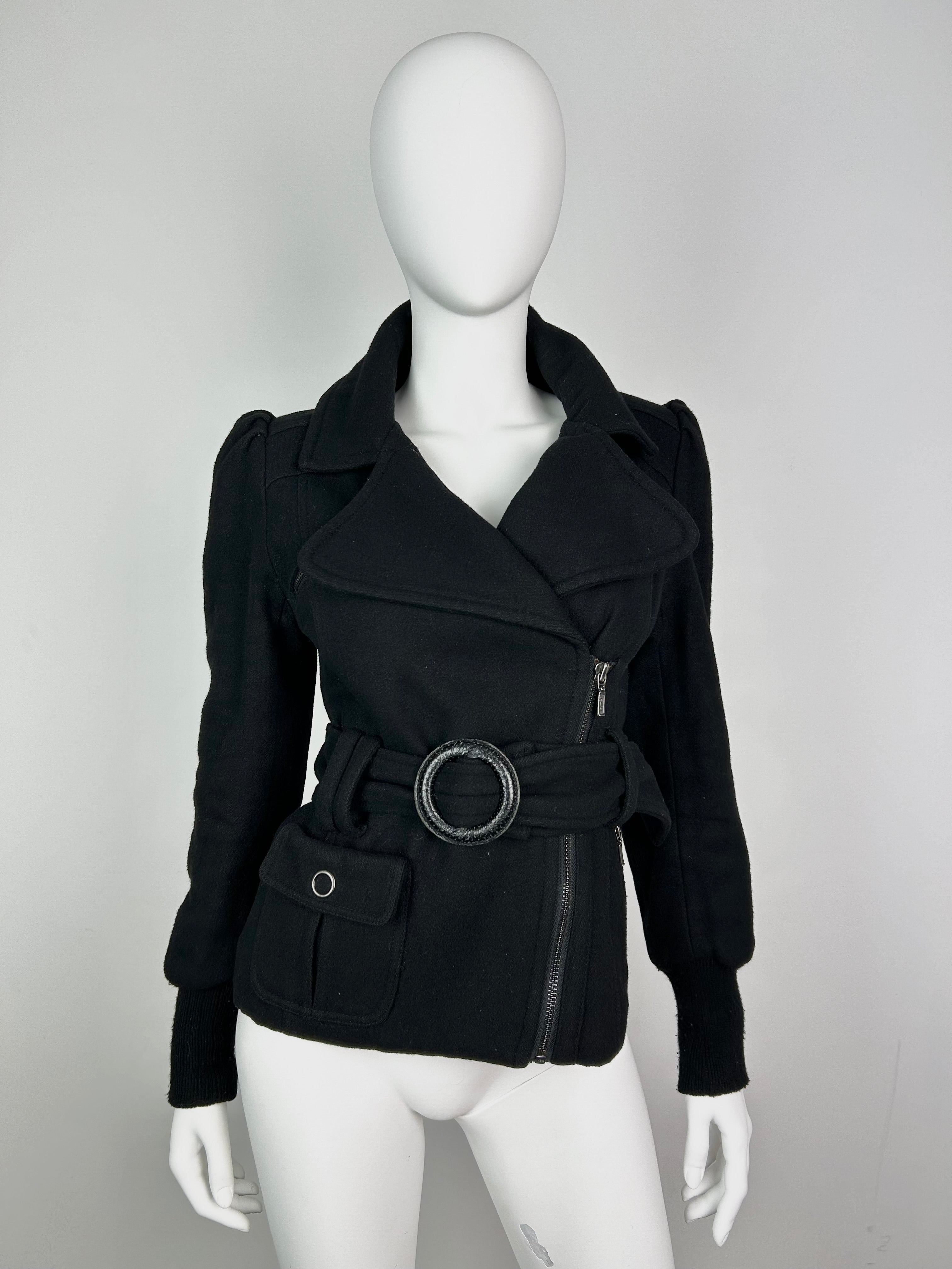 Wool Blend Thick Zip Up Cropped Trench Coat