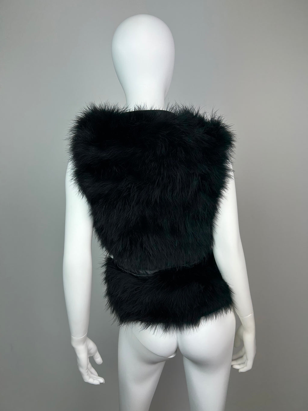 Faux Fur Vest Top with Leather Details