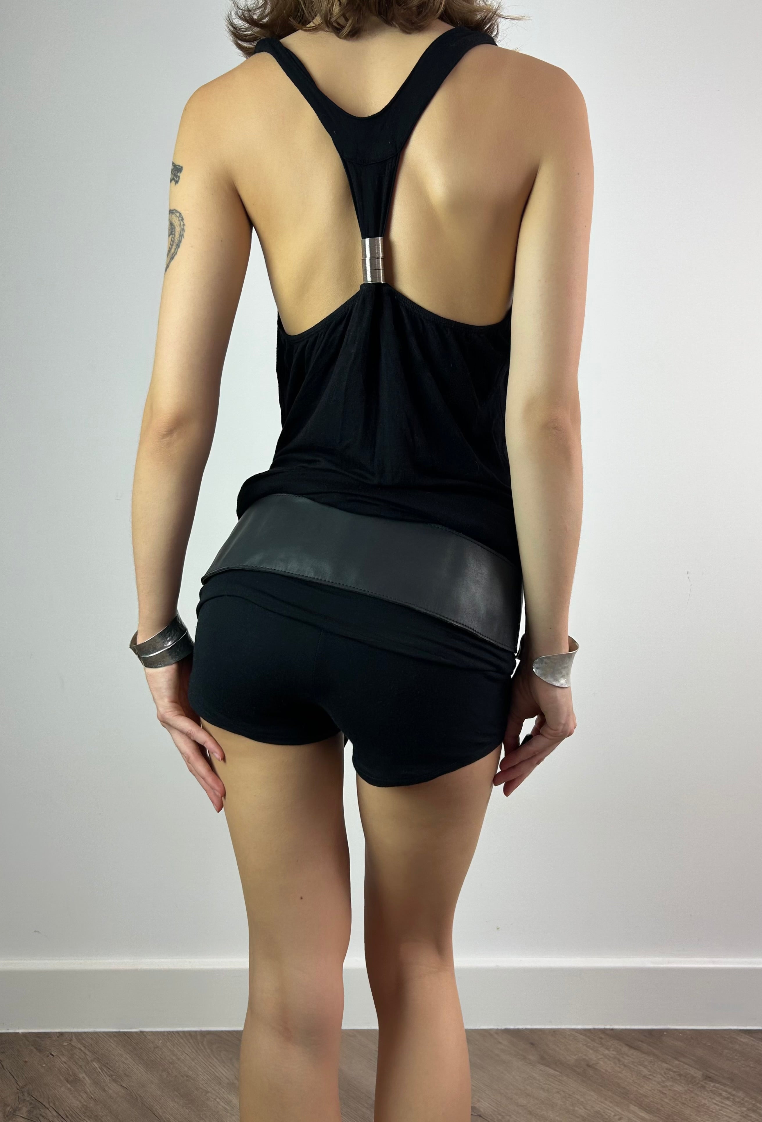 Black Asymmetrical Fringe Chunky Belt