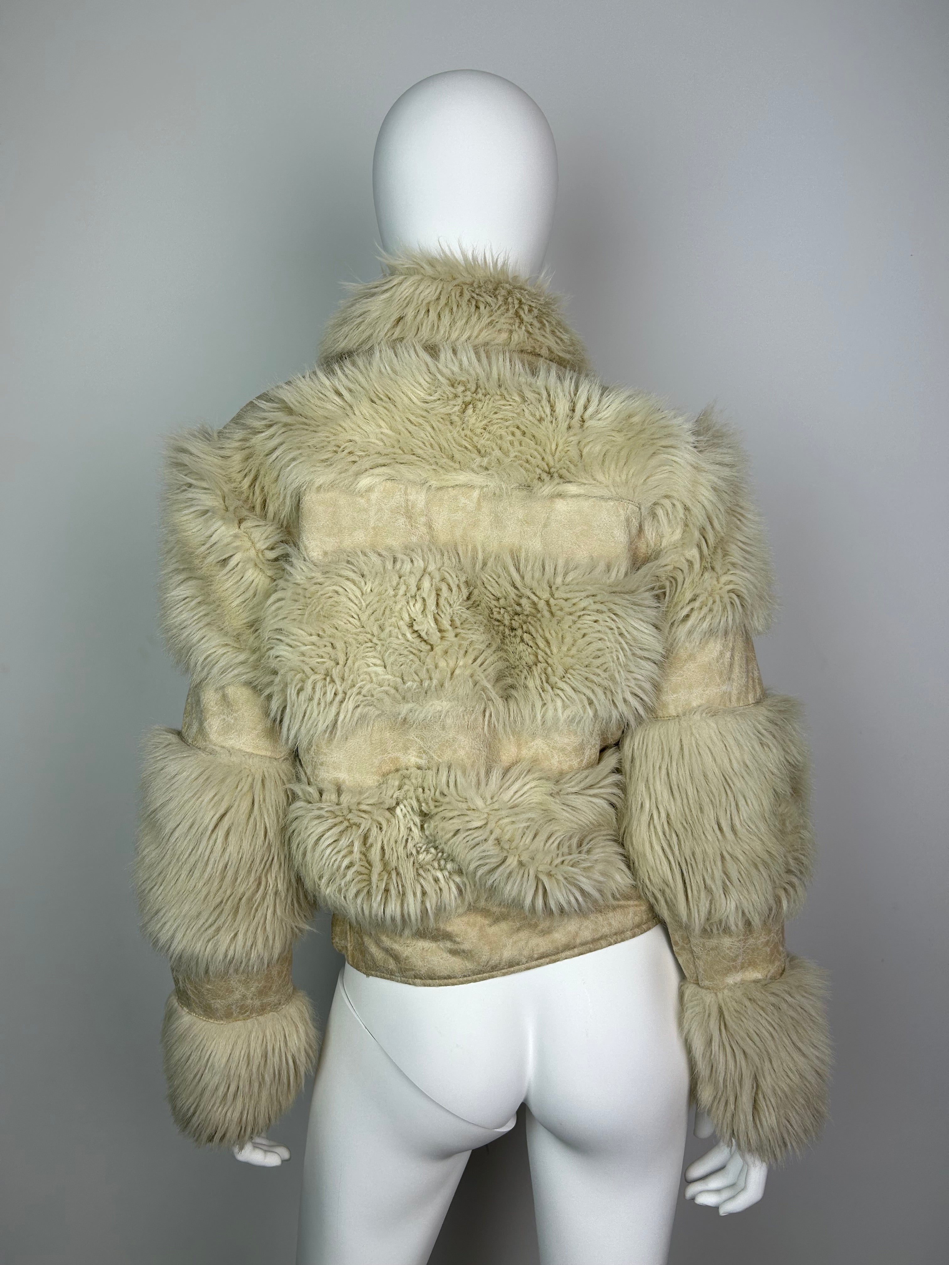 Cream Faux Fur Bomber Jacket