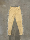 Real Leather Suede Trousers with Lamb Shearling Trim