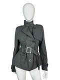 Wool Blend Military Coat with Belt