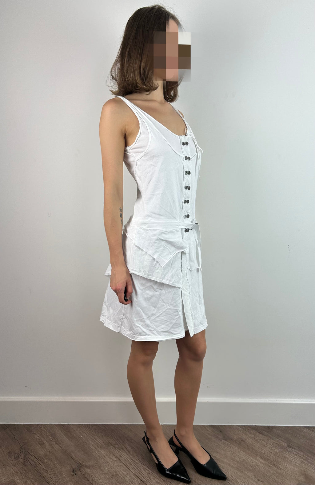 White Asymmetric Deconstructed Dress