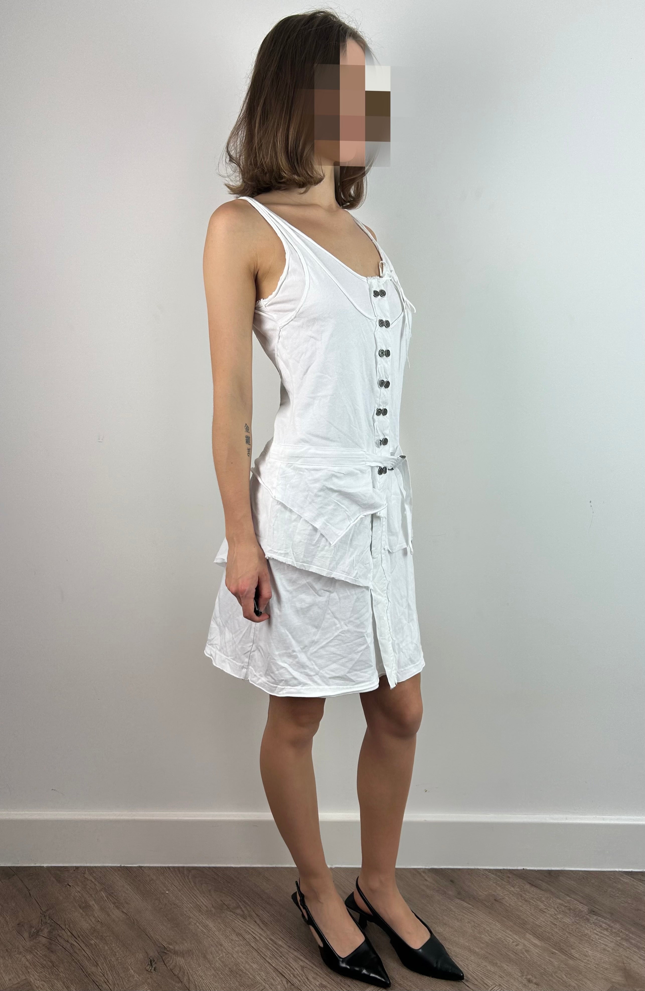 White Asymmetric Deconstructed Dress