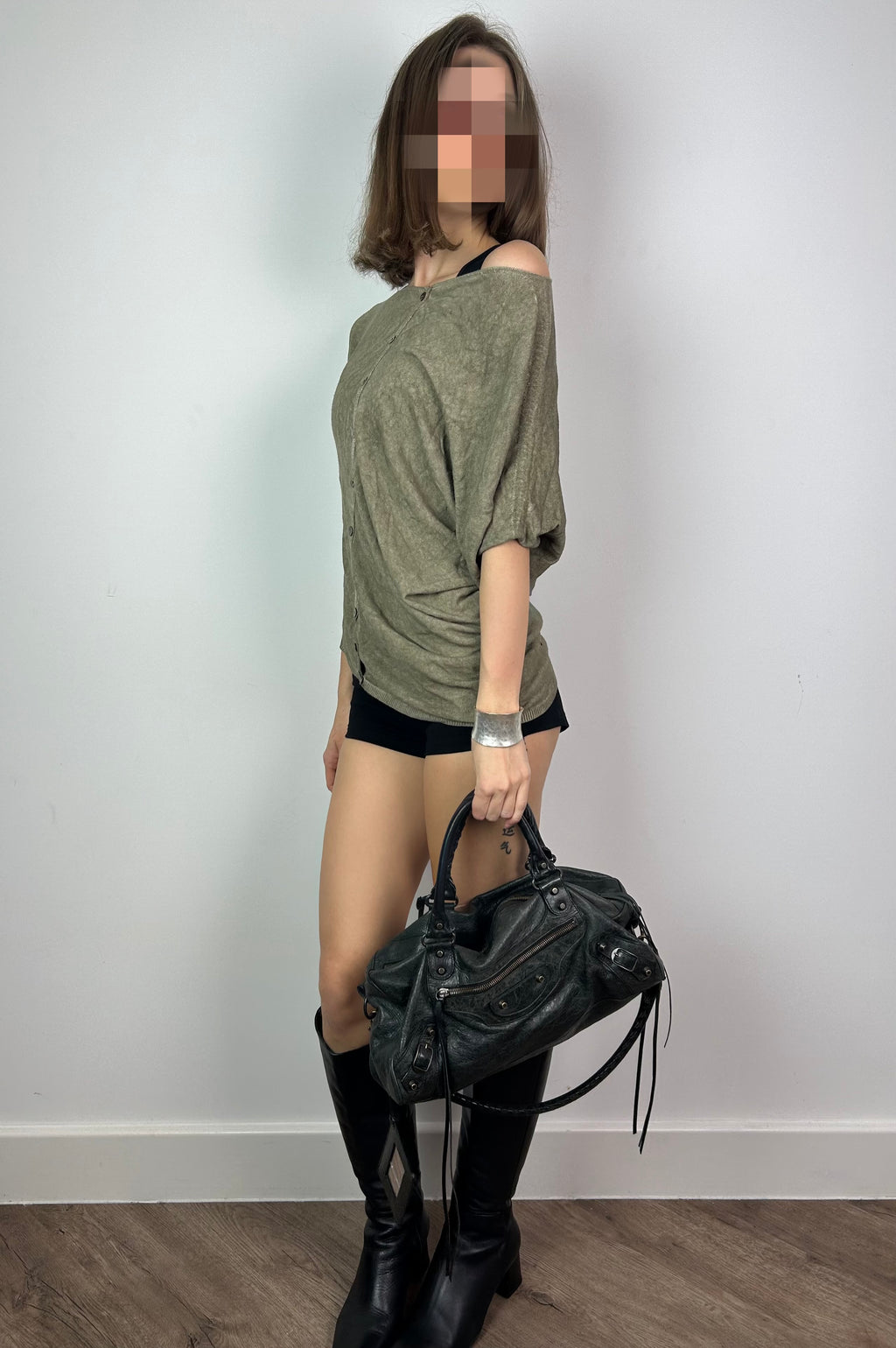 Khaki Asymmetrical Knitted Top