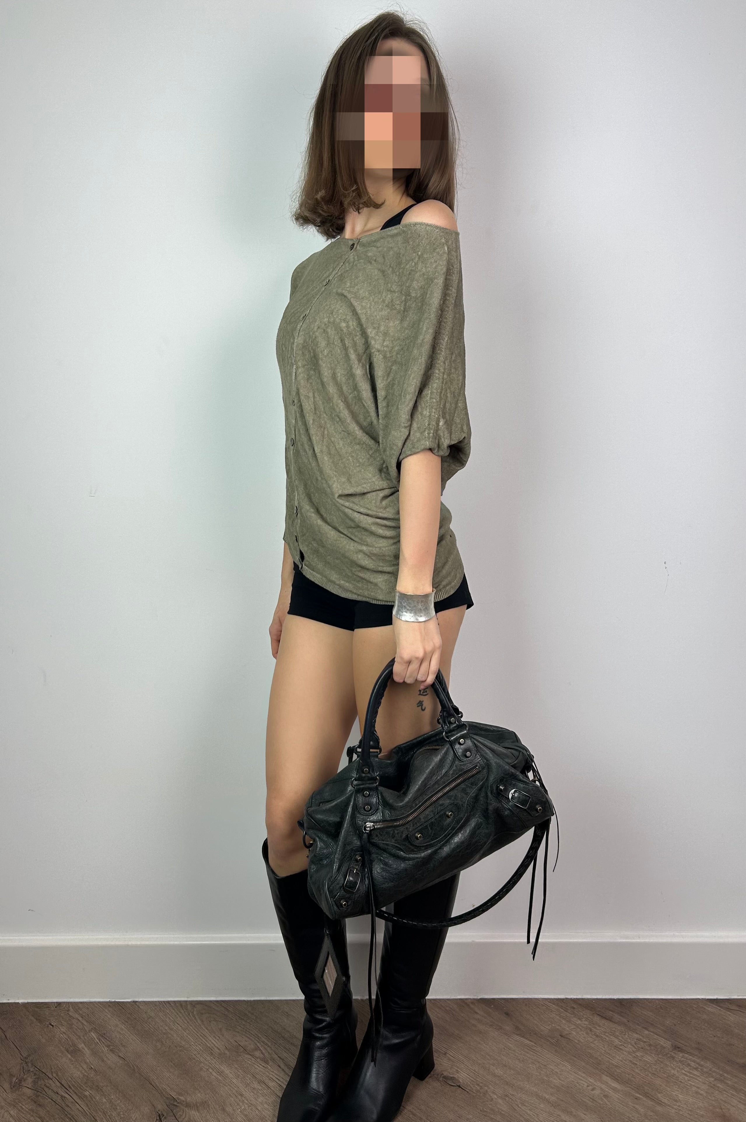 Khaki Asymmetrical Knitted Top