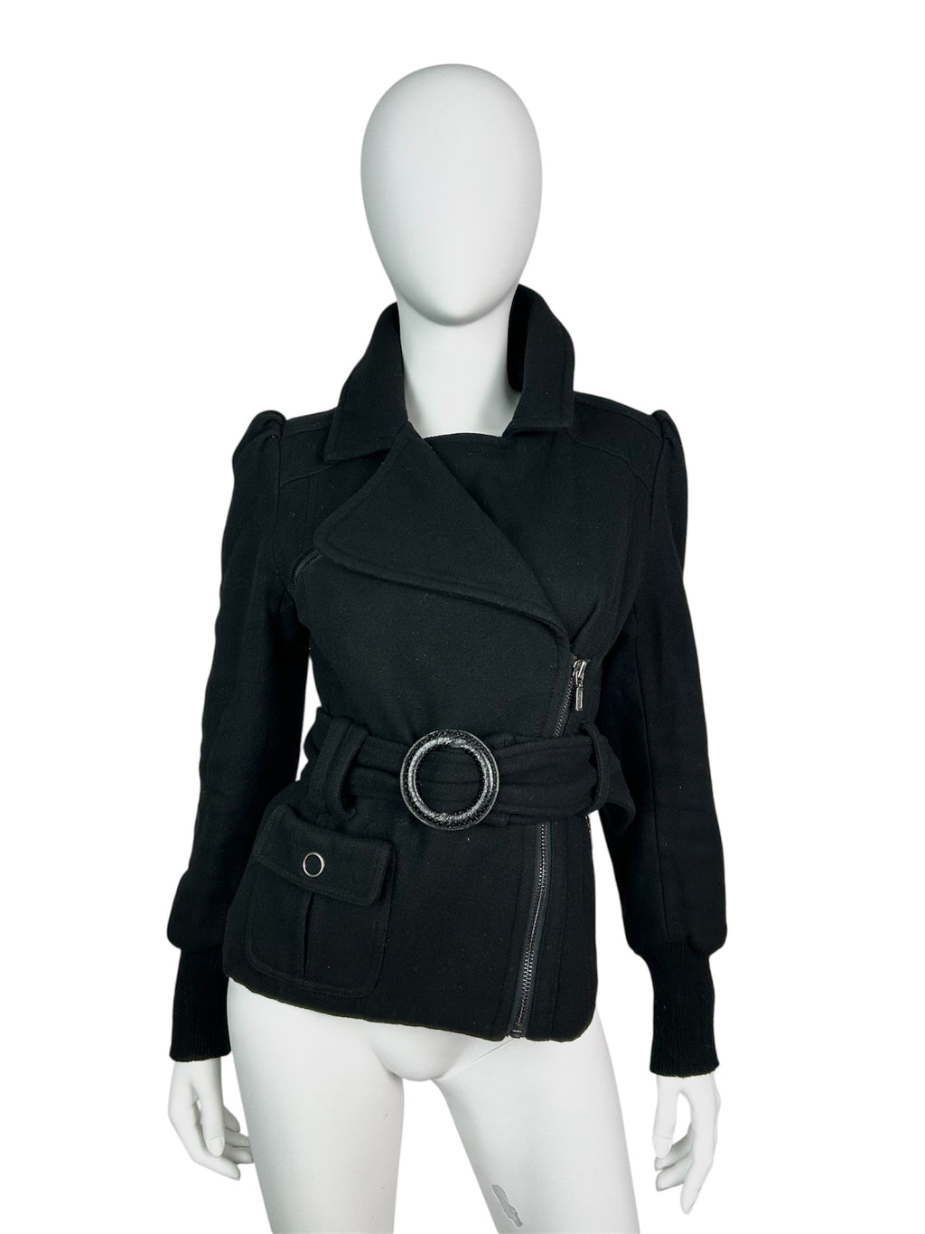 Wool Blend Thick Zip Up Cropped Trench Coat