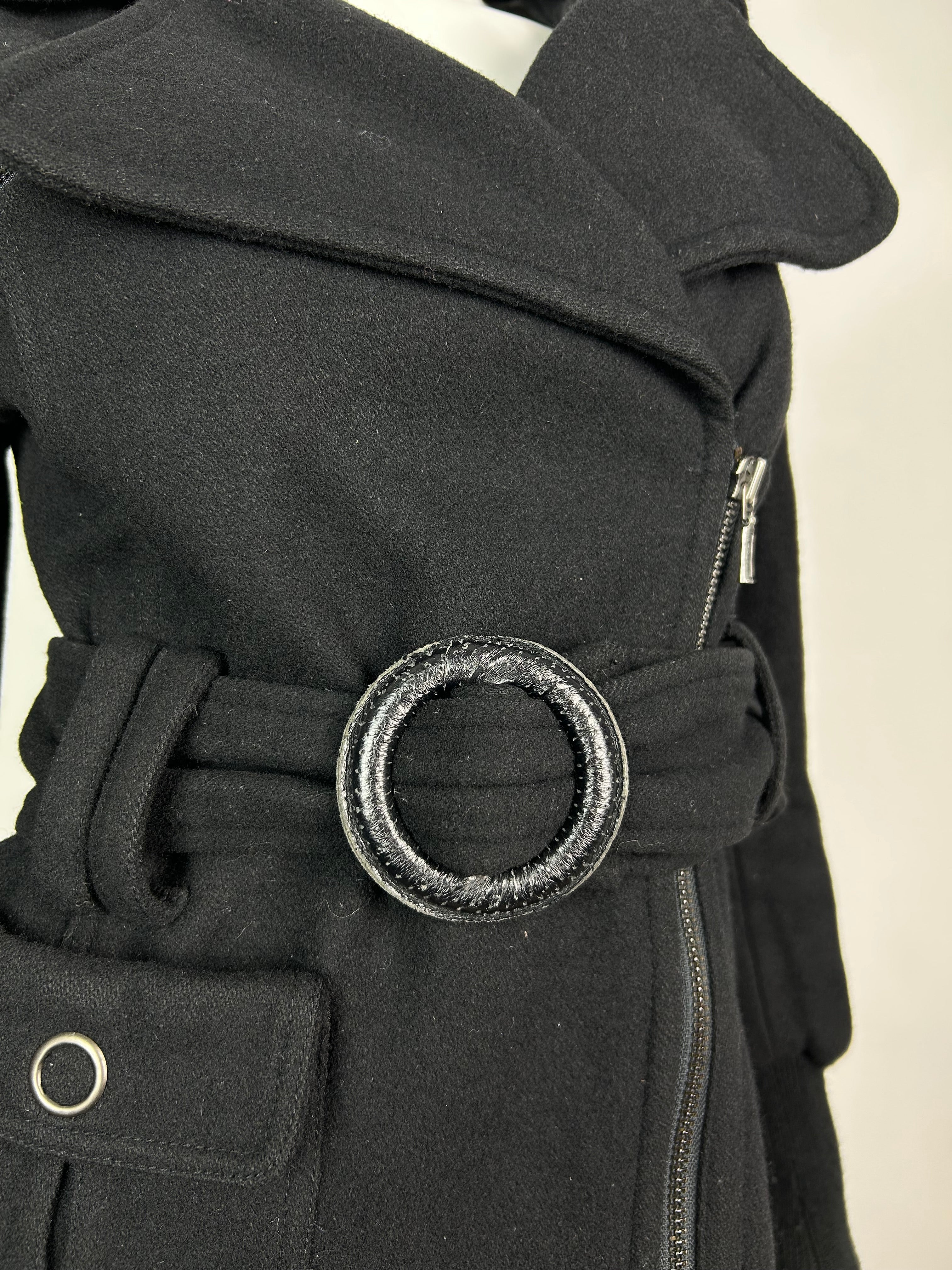 Wool Blend Thick Zip Up Cropped Trench Coat