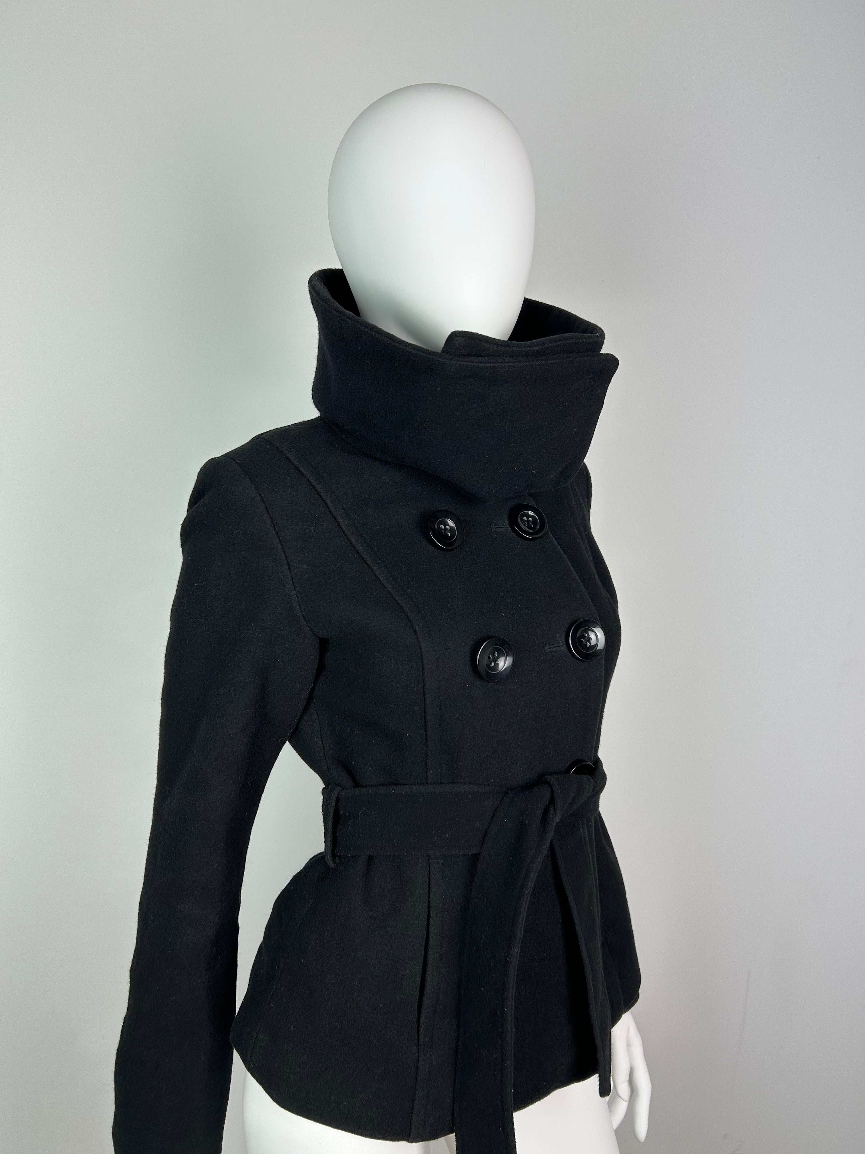 Wool Blend Thick Coat with High Funnel Collar