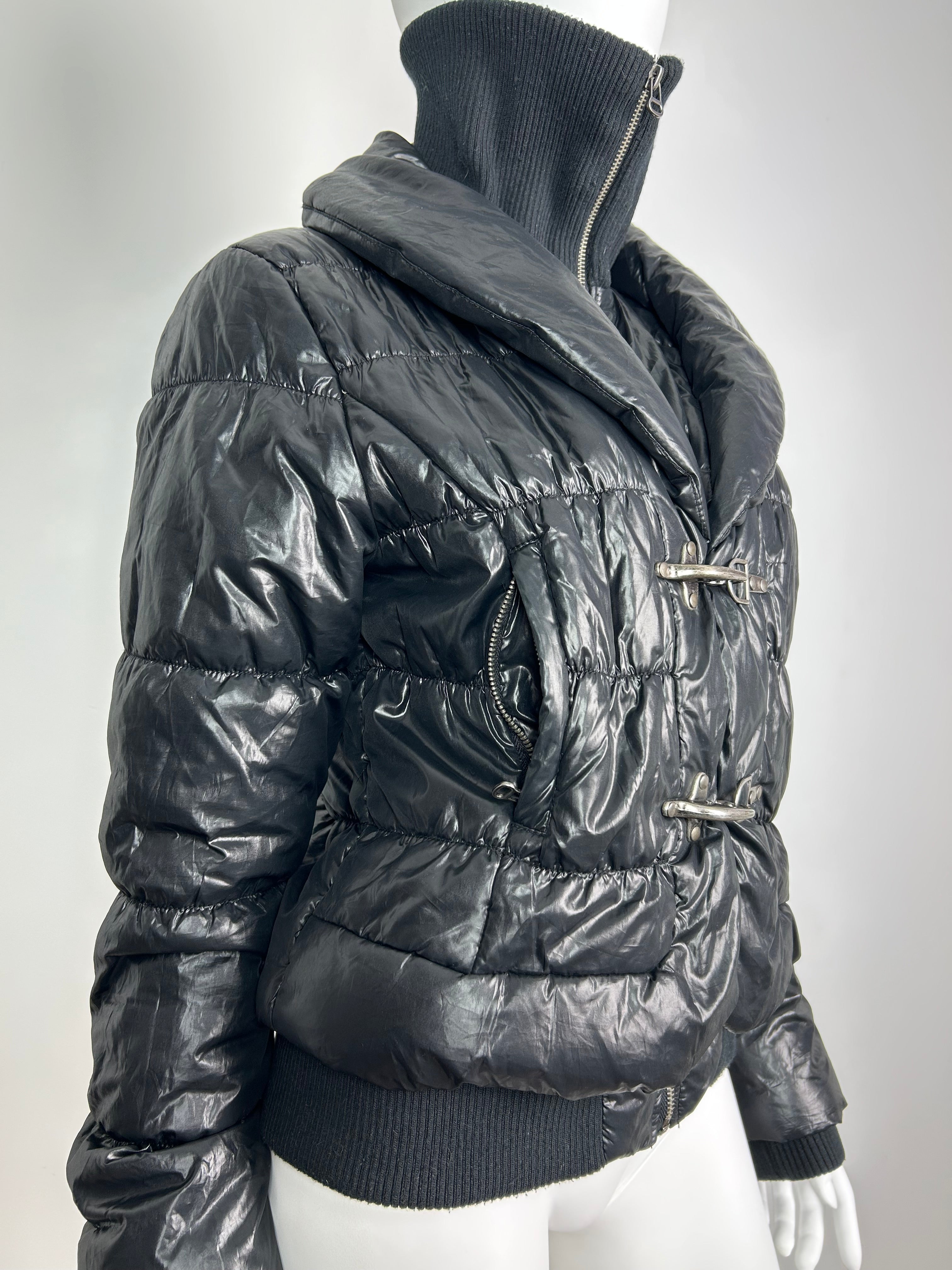 Puffer Jacket with Turtleneck Collar and Fireman Clasps