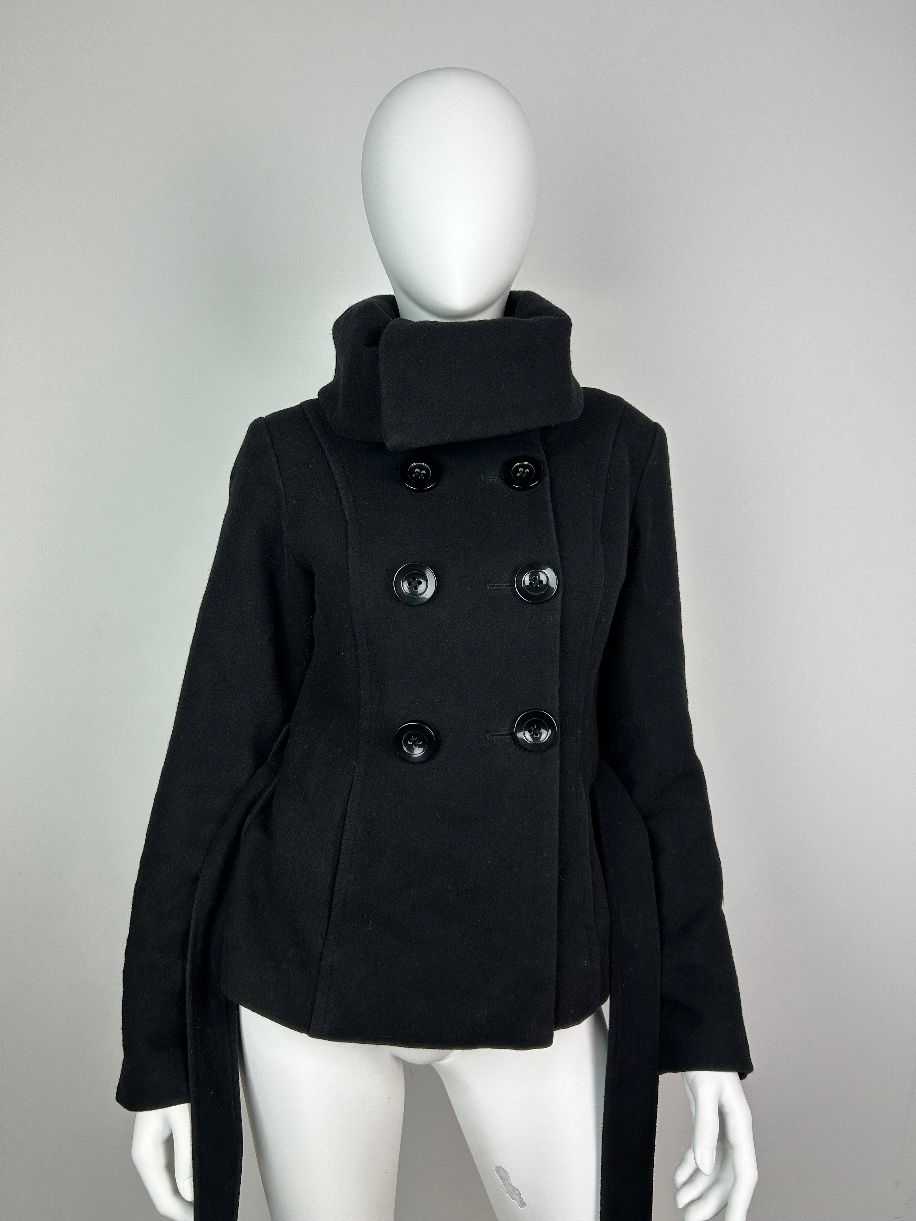 Wool Blend Thick Coat with High Funnel Collar