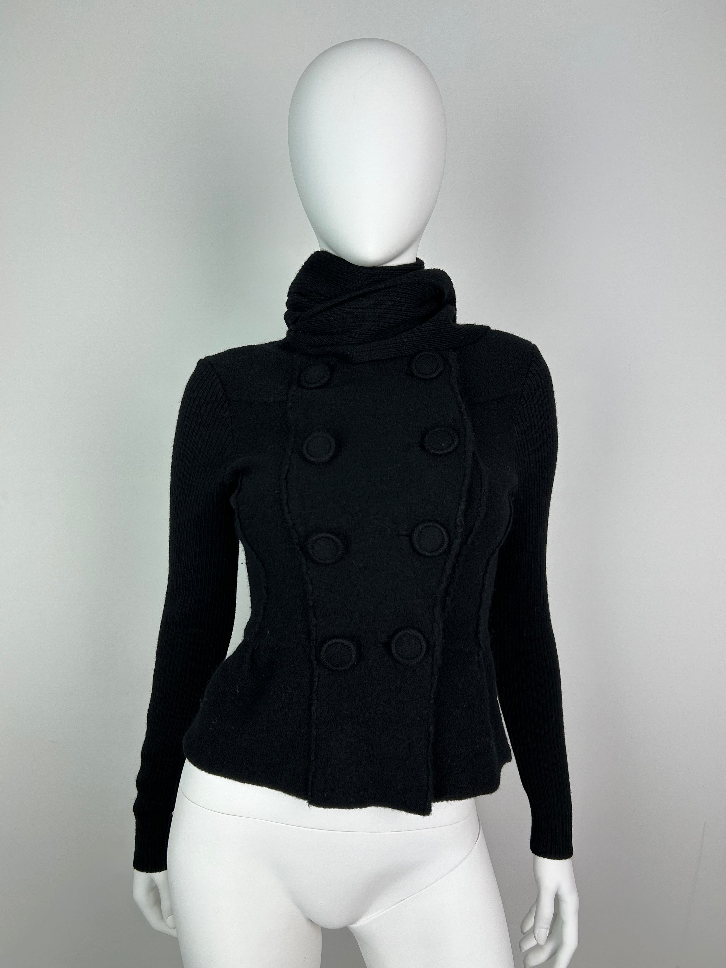 100% Wool Peacoat Military Sweater with Scarf