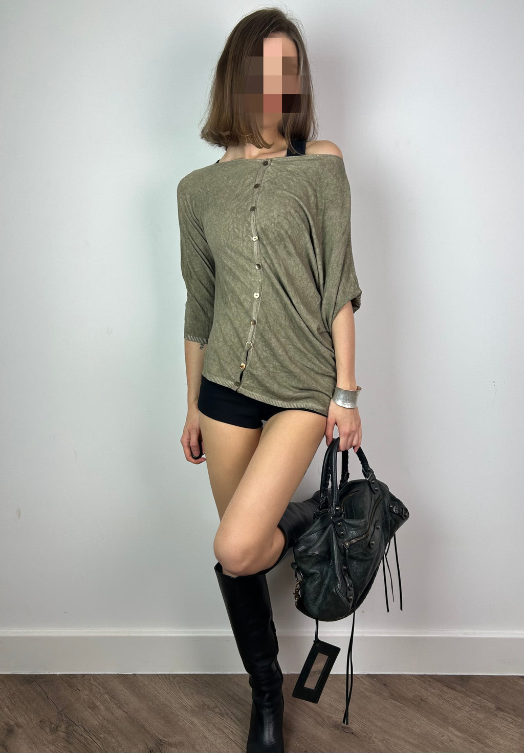 Khaki Asymmetrical Knitted Top