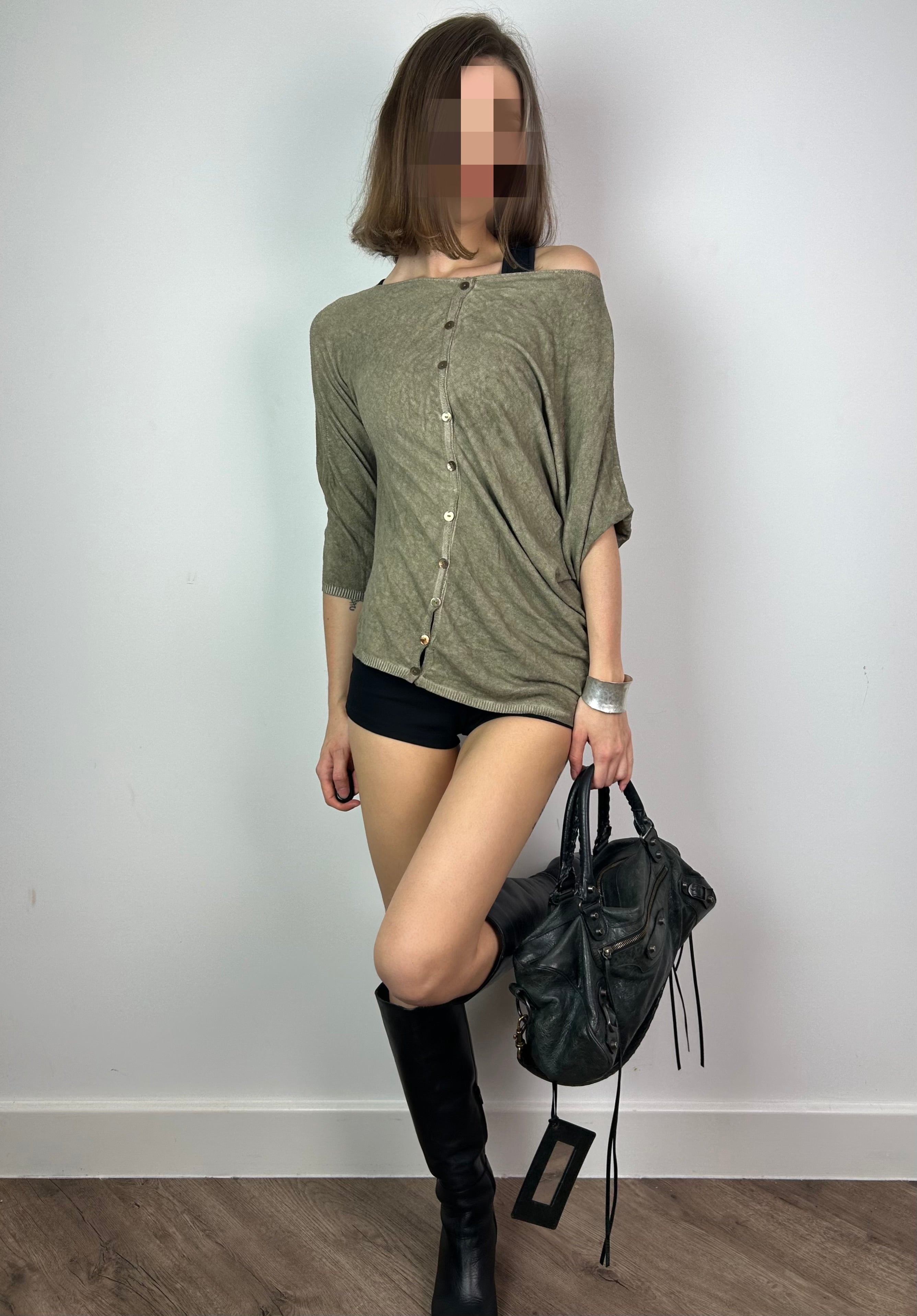 Khaki Asymmetrical Knitted Top
